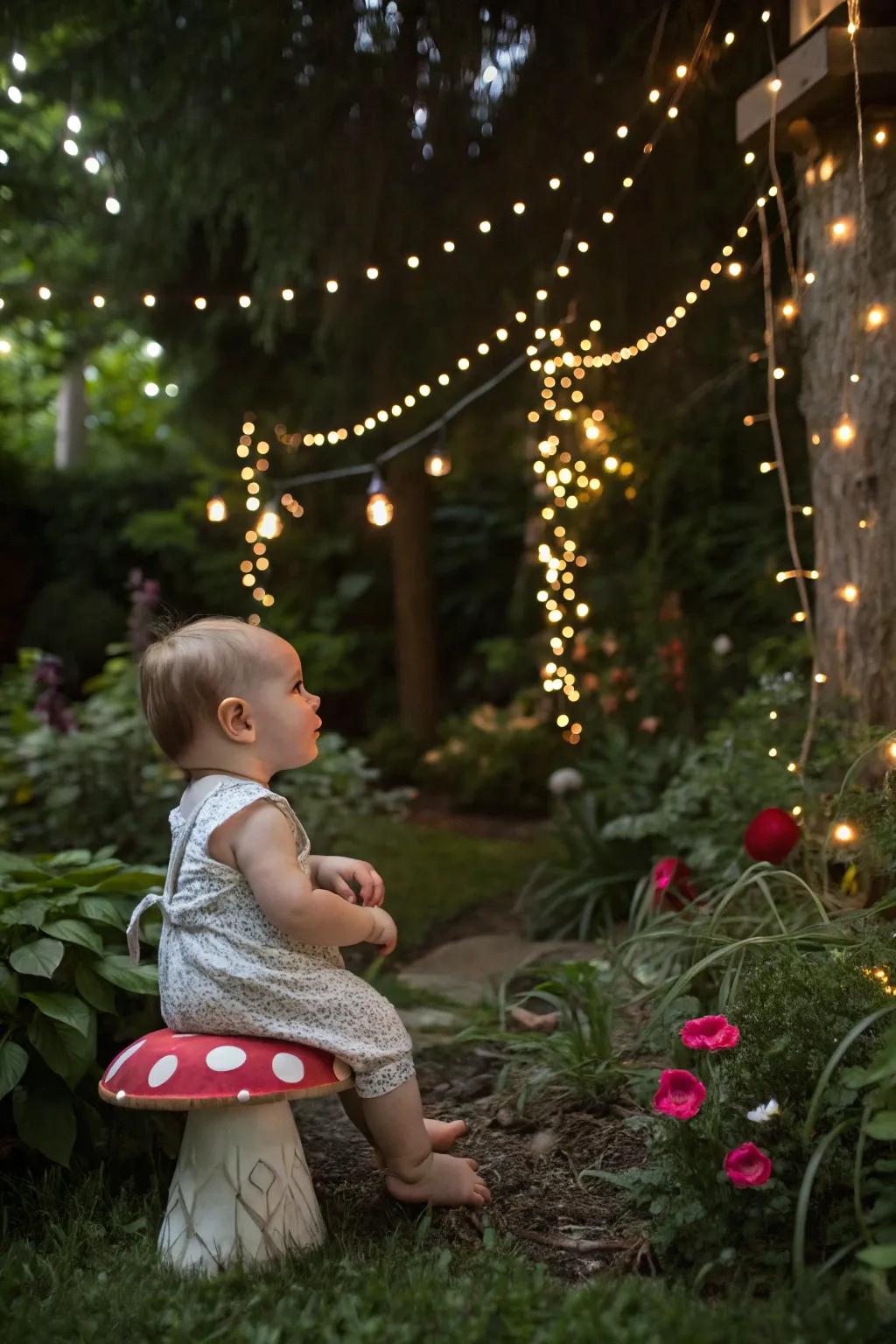 A garden transformed into a fairytale dream.