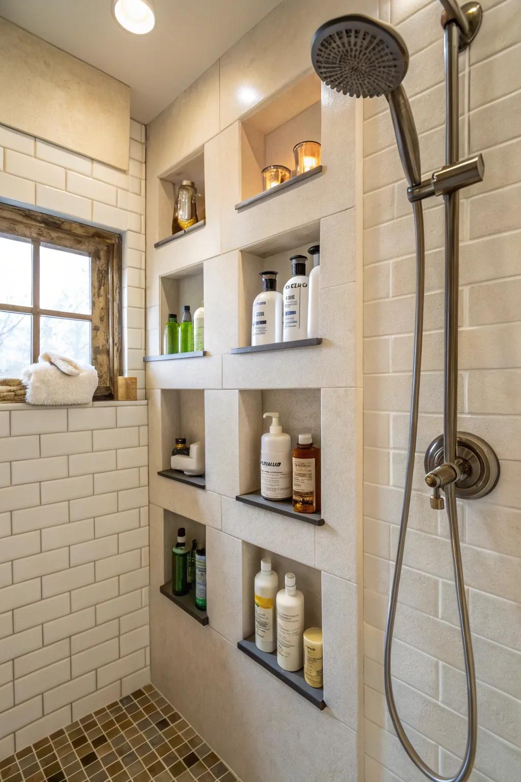 Wall cutouts provide elegant and useful built-in storing.