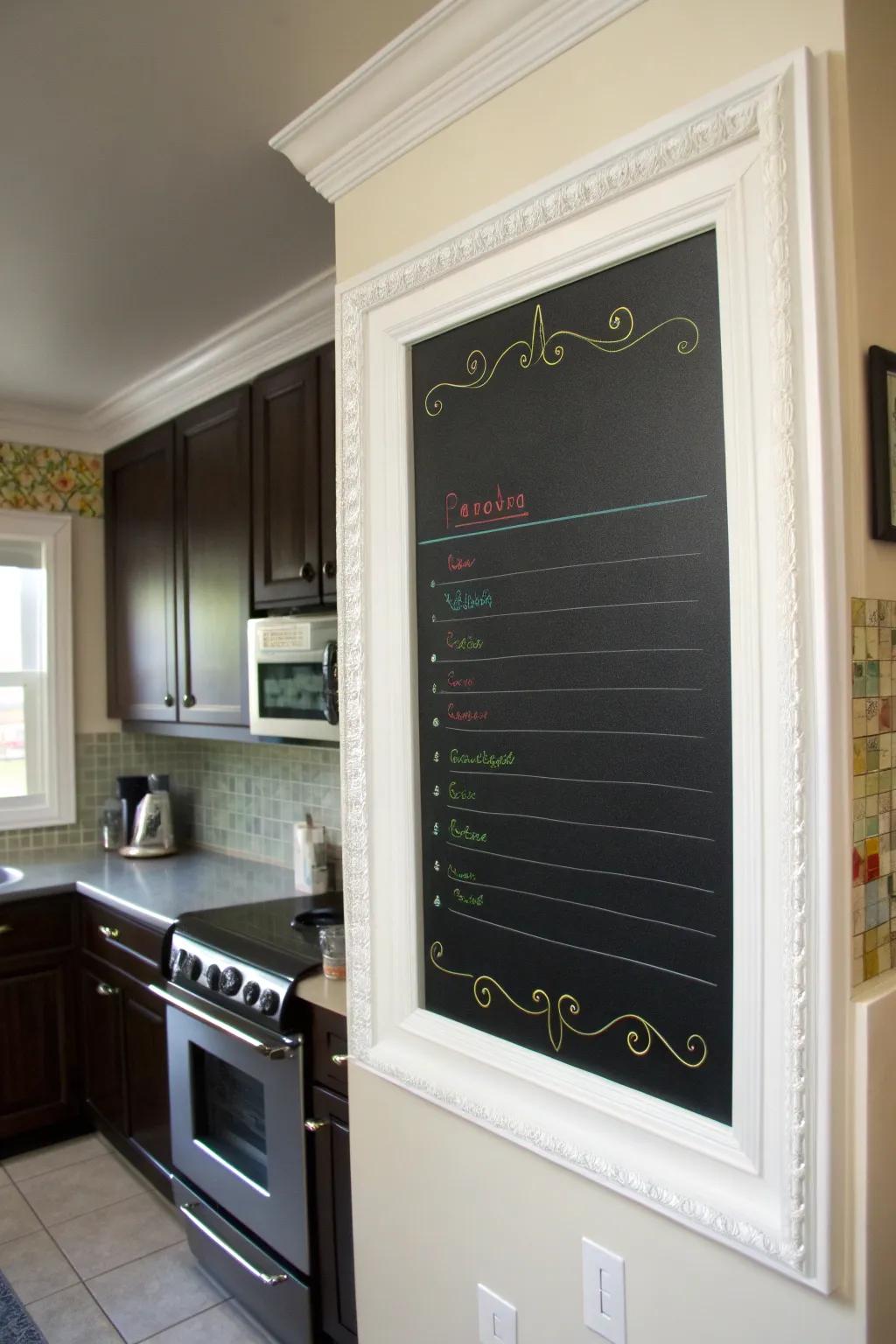 Chalkboard borders provide adaptability and ingenuity in interior design.