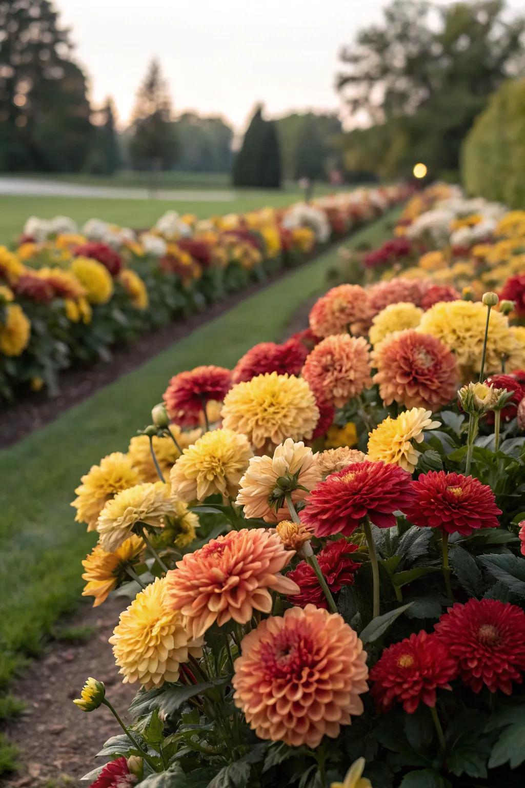 A sunset-themed sunburst blossom garden.
