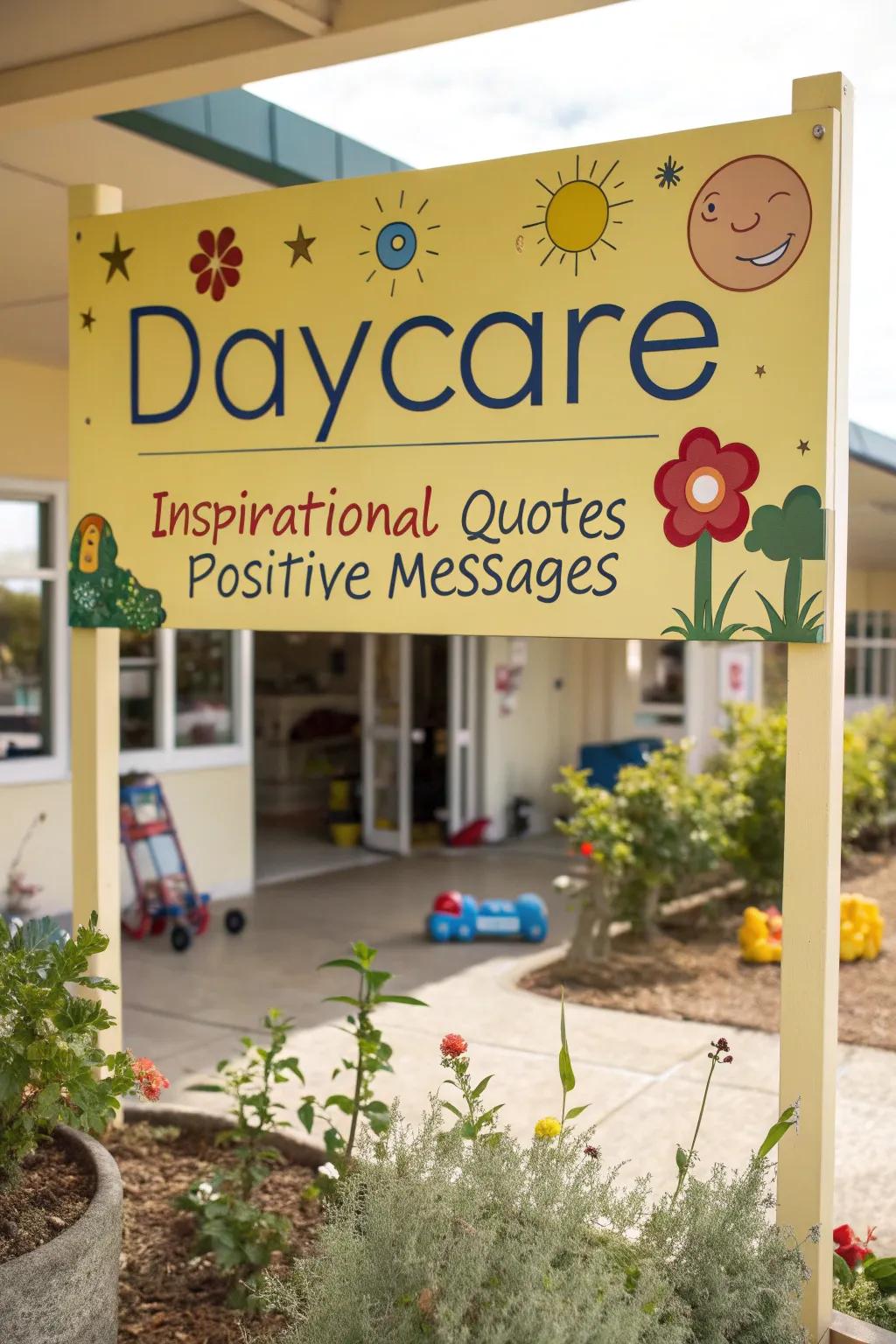 Inspirational quotes on the daycare display uplift and motivate visitors.