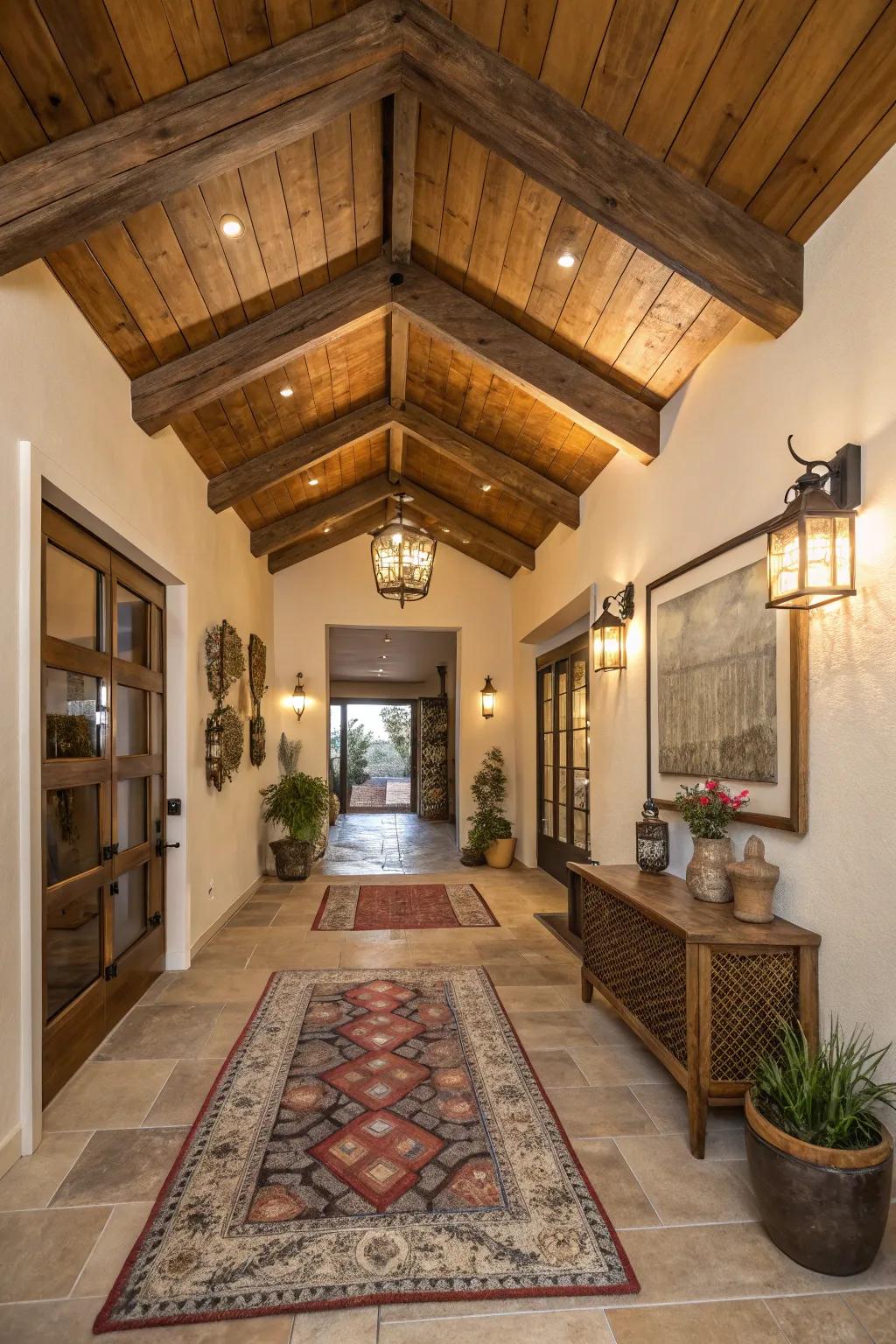 Beamed entryways make a grand and welcoming first impression.