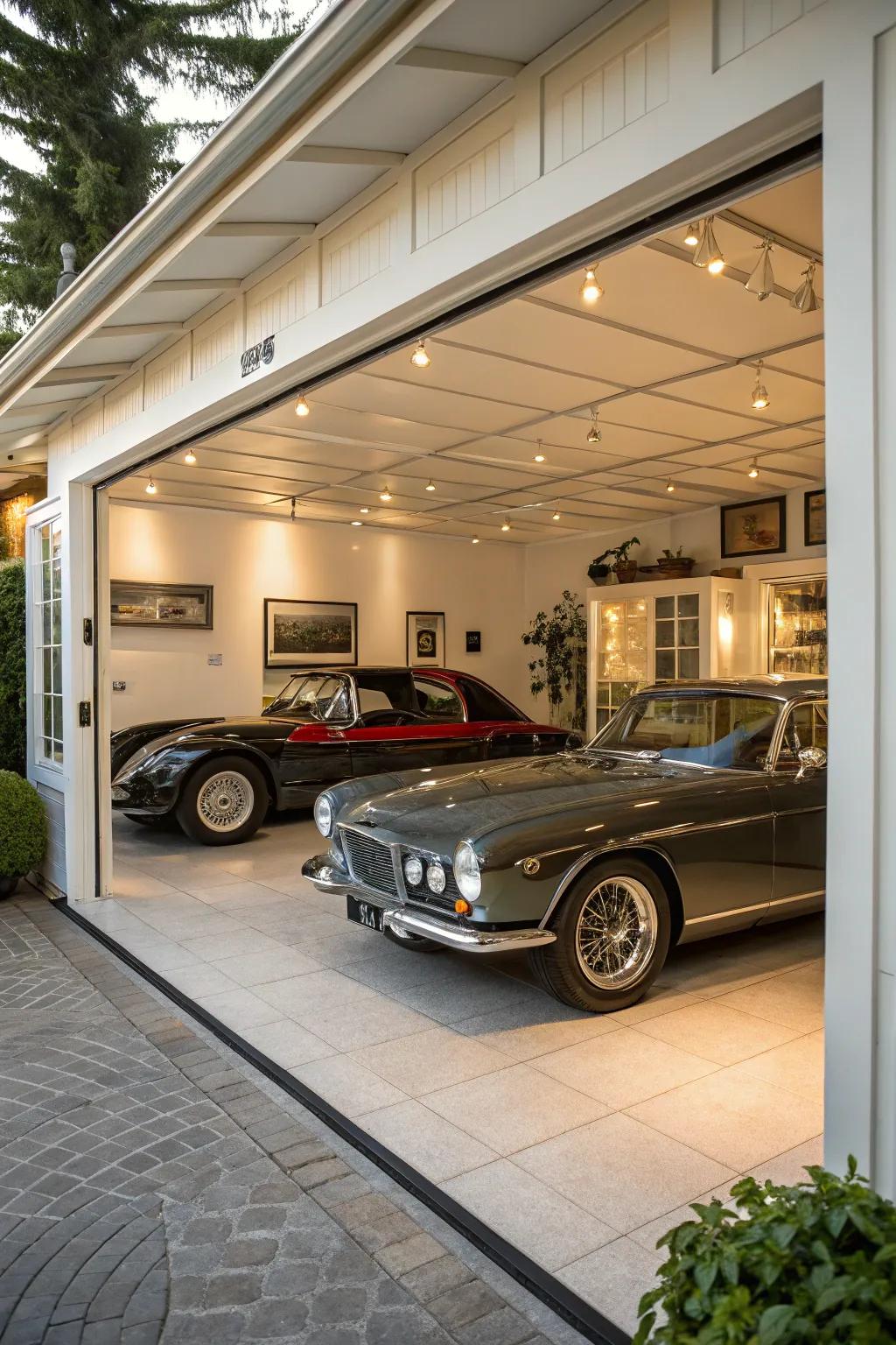 A vintage vehicle showcase that transforms your garage into a gallery.