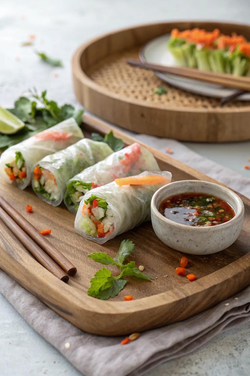 Enjoy homemade summer rolls.