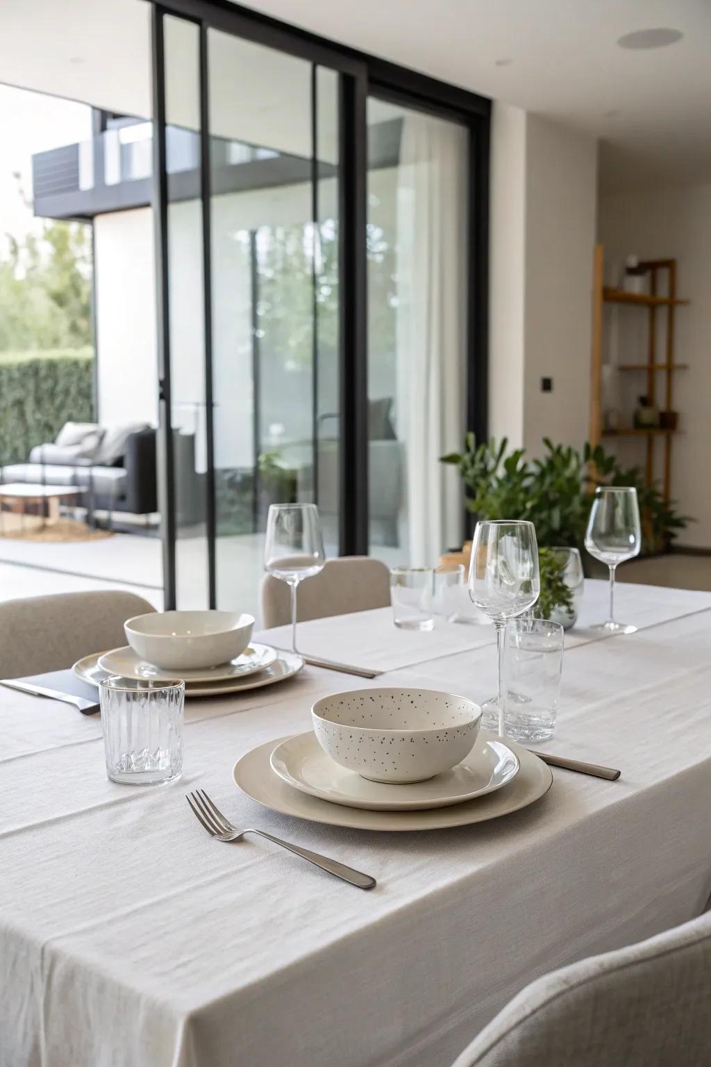 A minimalist table arrangement highlights simplicity and grace.