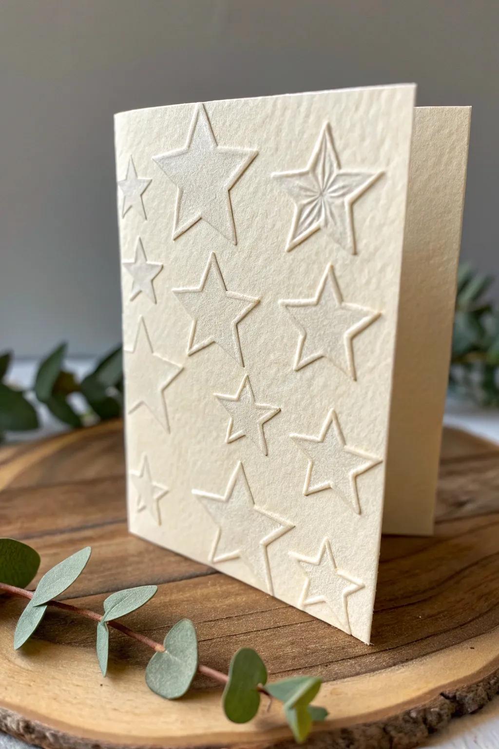 Designed with love: Embossed stars add a touch of elegance to your DIY birthday card.