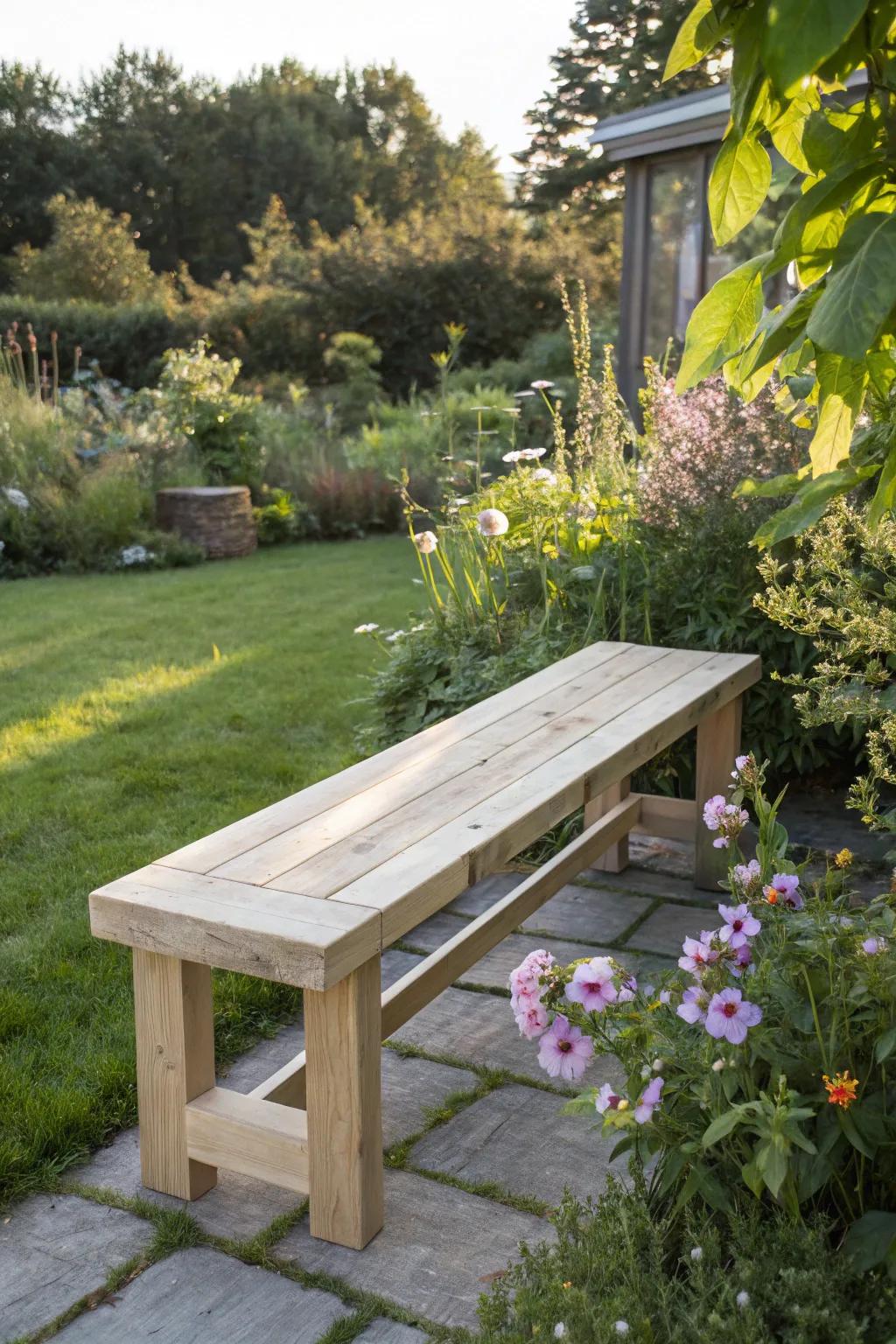 Find peace in simple things with this DIY old wood garden seat, your perfect spot for morning coffee.