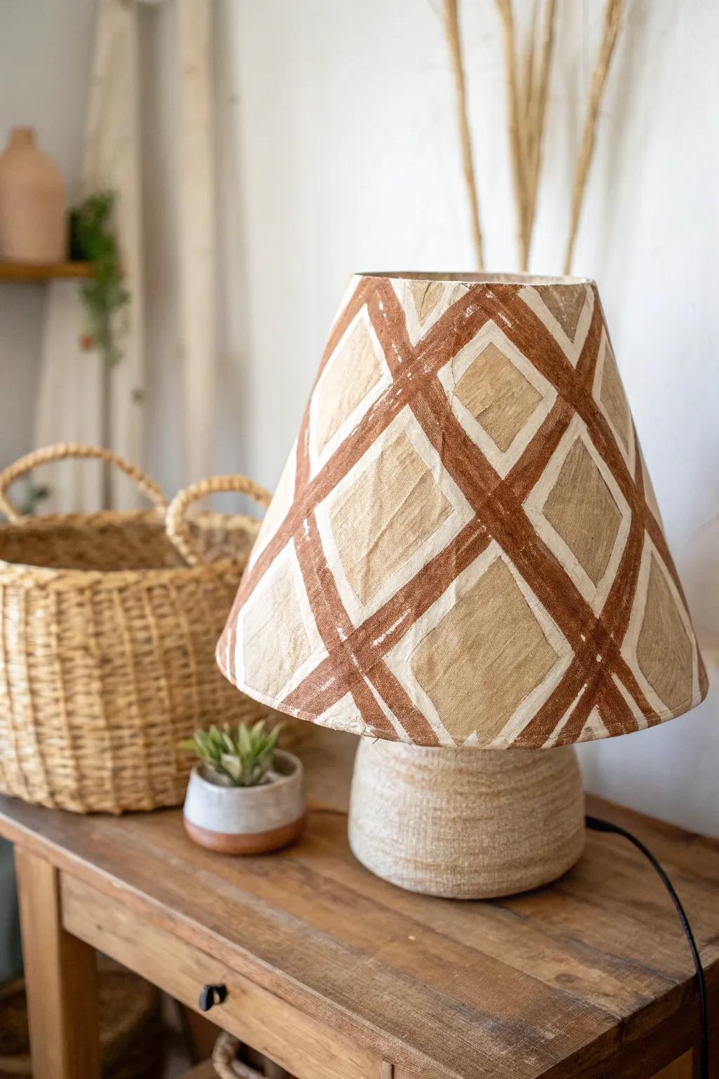 With a hand-painted lampshade, embrace down-to-earth charm and give your space a warm feel.