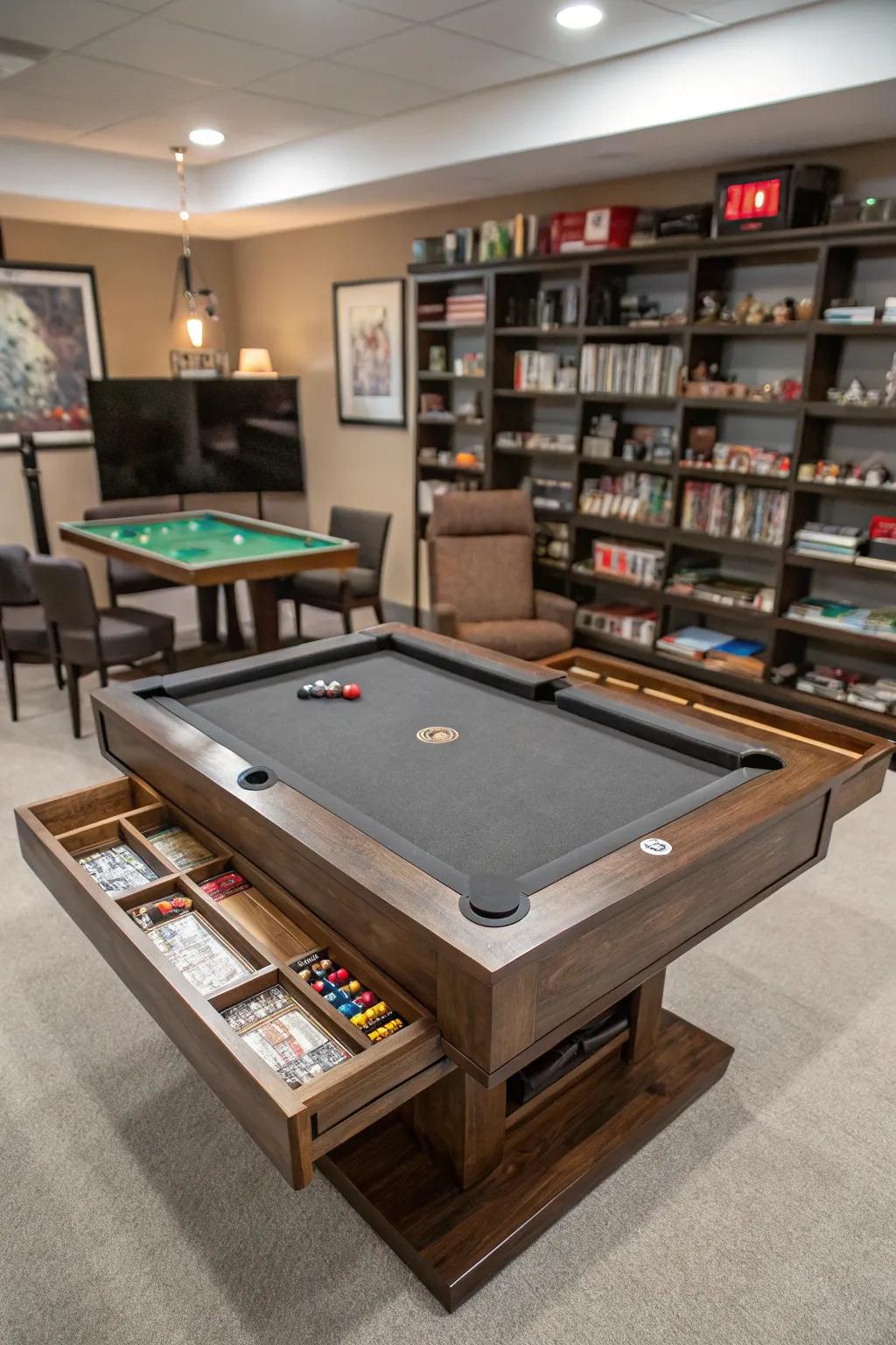 Dual-tier designs keep your game organized and tidy.