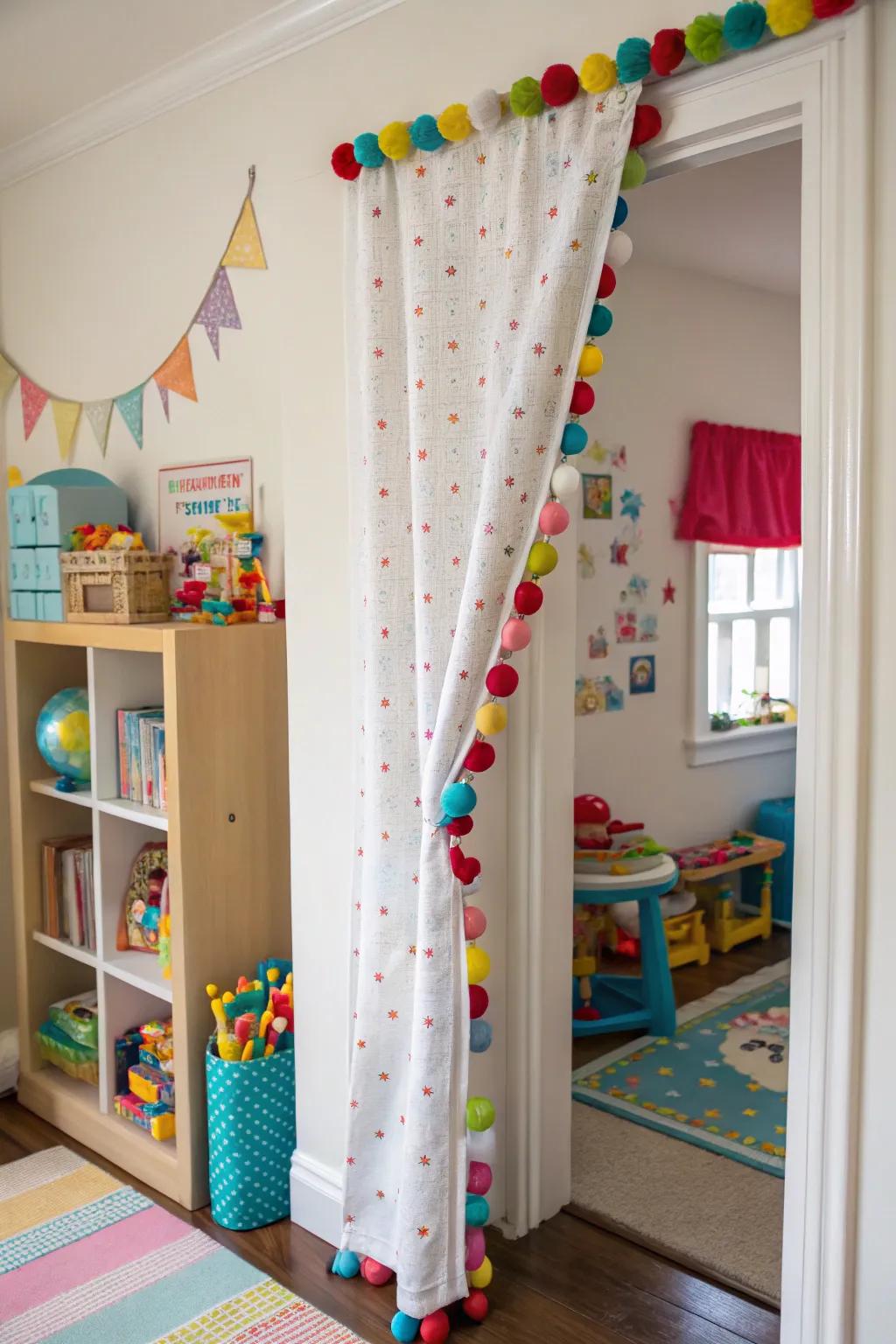 Pom-pom curtains bring playful charm and joy to spaces.