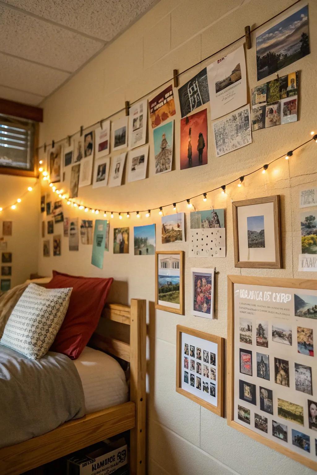 Personal photos add a cozy and nostalgic element.