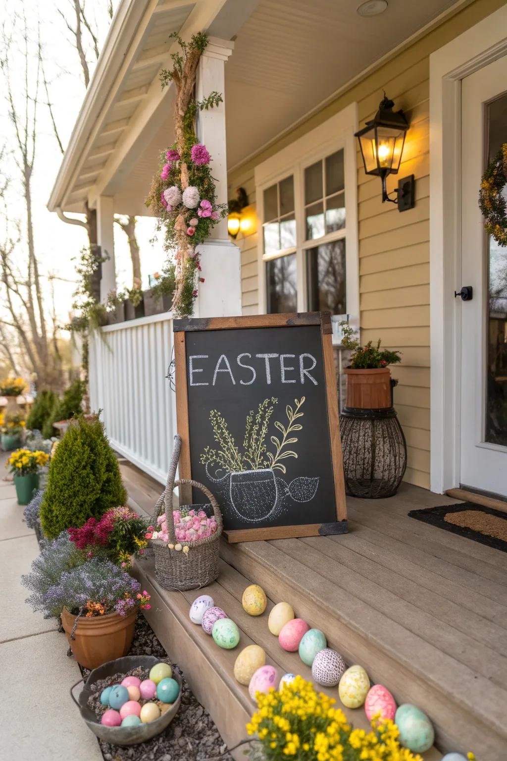 Blackboard plaques introduce a personal Easter touch.
