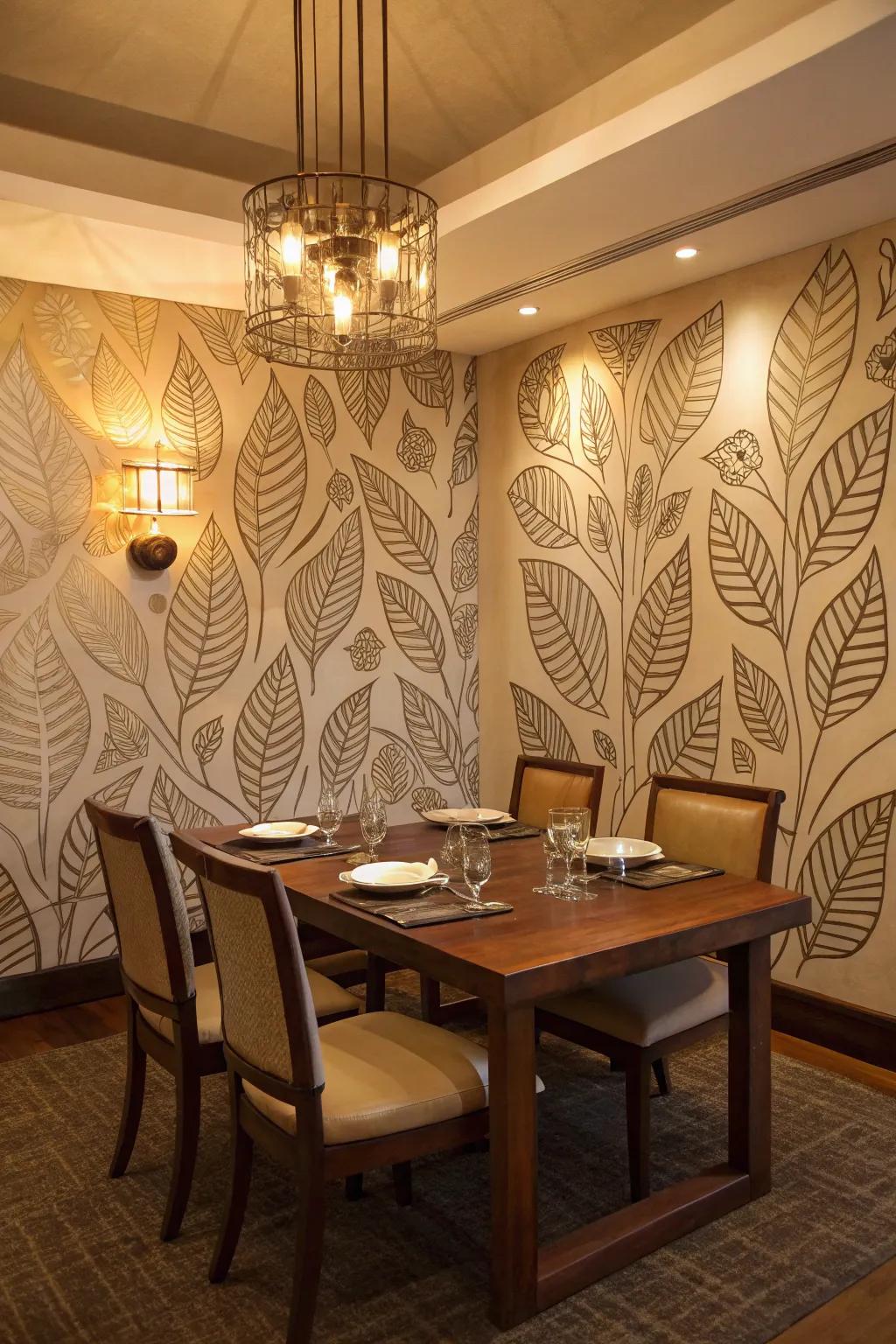 Template art offers a cost-effective way to mimic luxurious wallpaper.