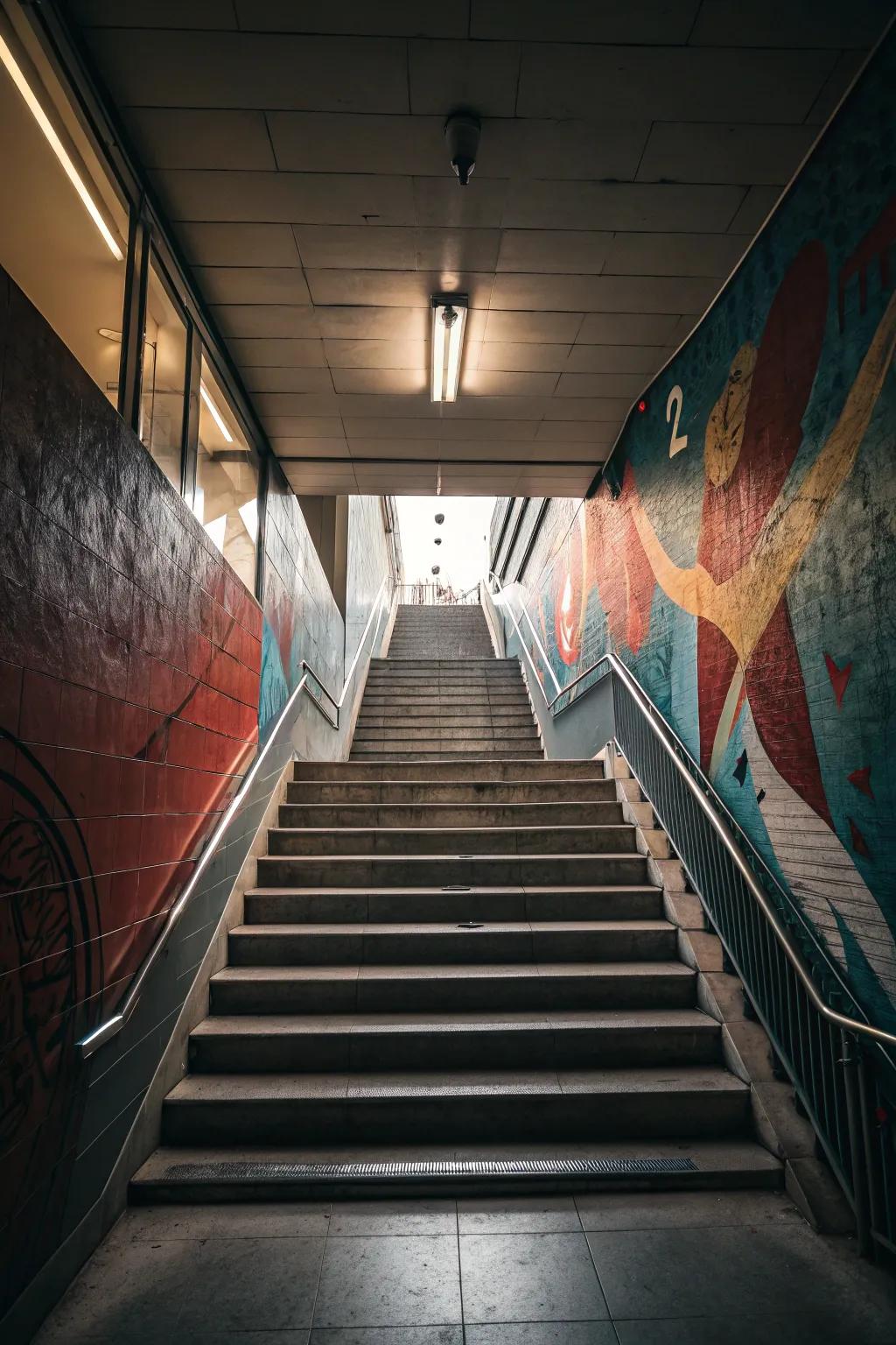 Feature walls introduce personality and become focal points in stairwells.