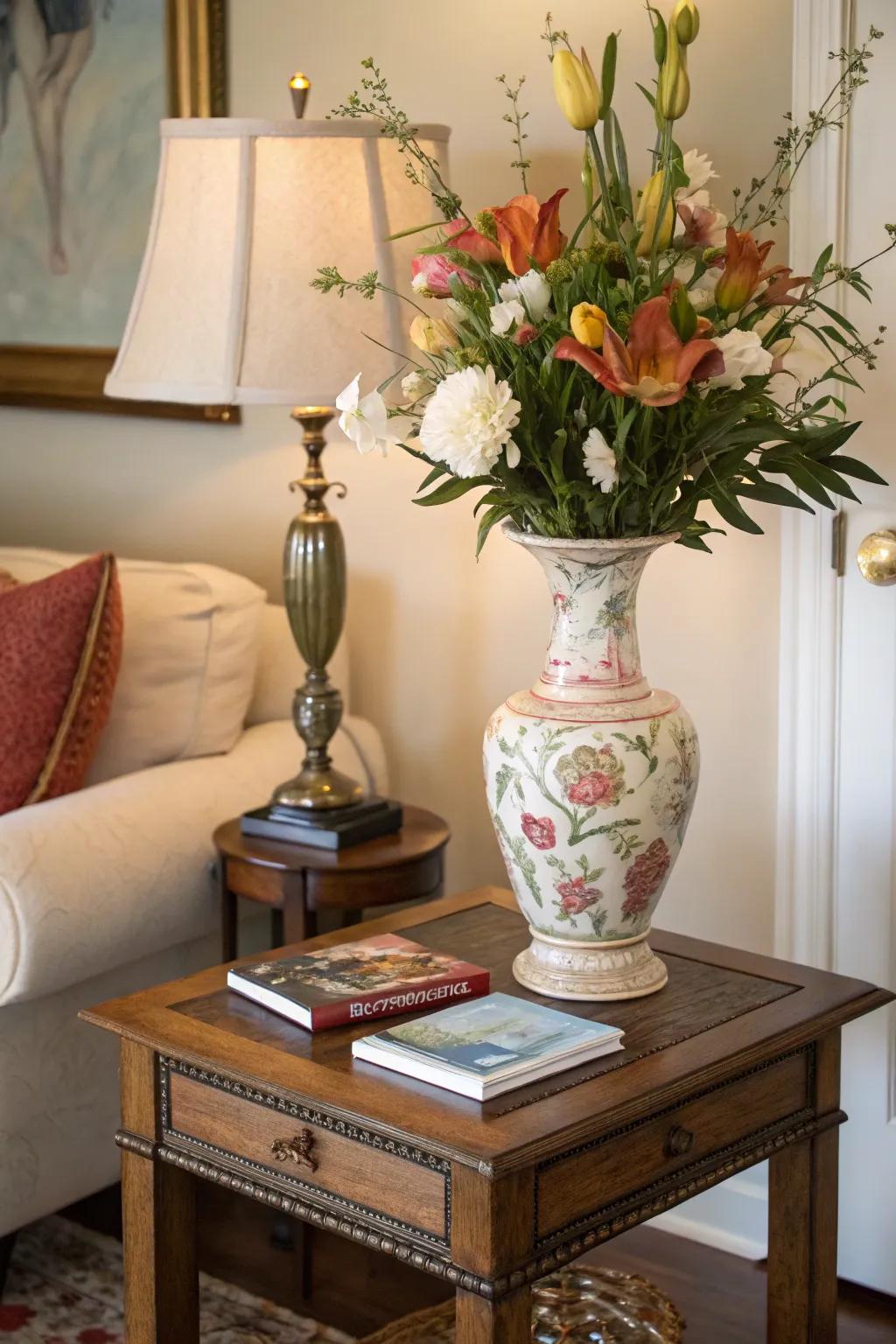 A focal point anchors the decor.