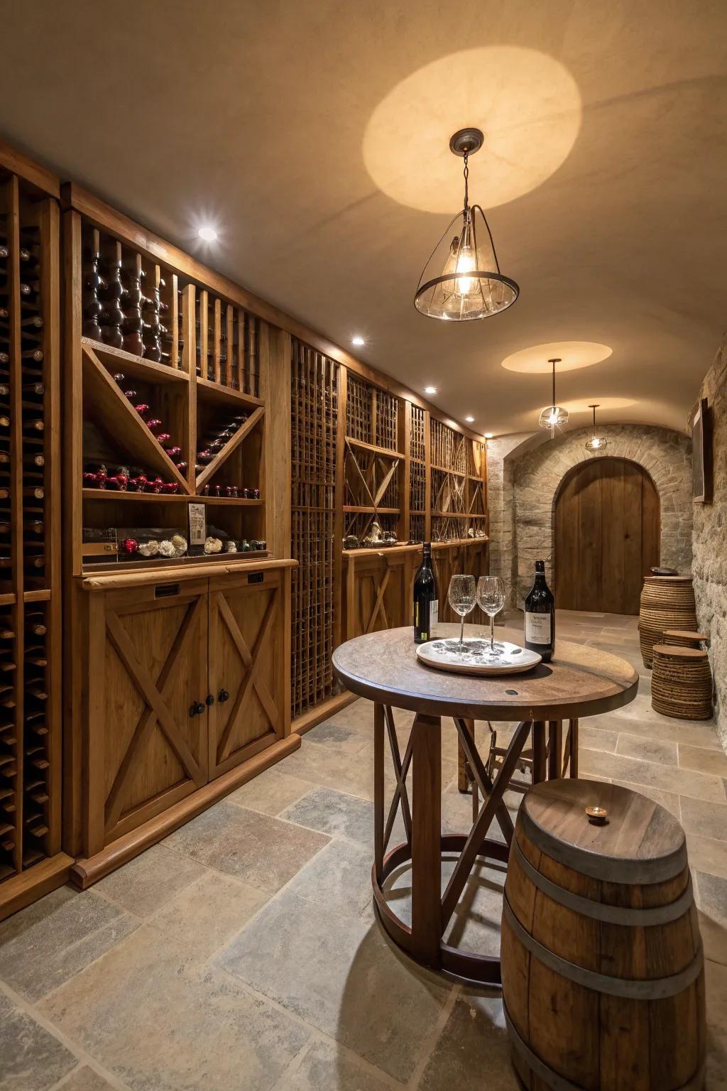 Enjoy elegance with a wine cellar coupled with a tasting location.