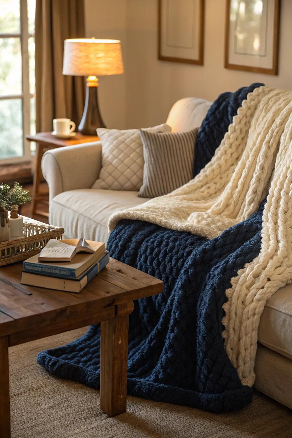 Stay warm with a textured throw.