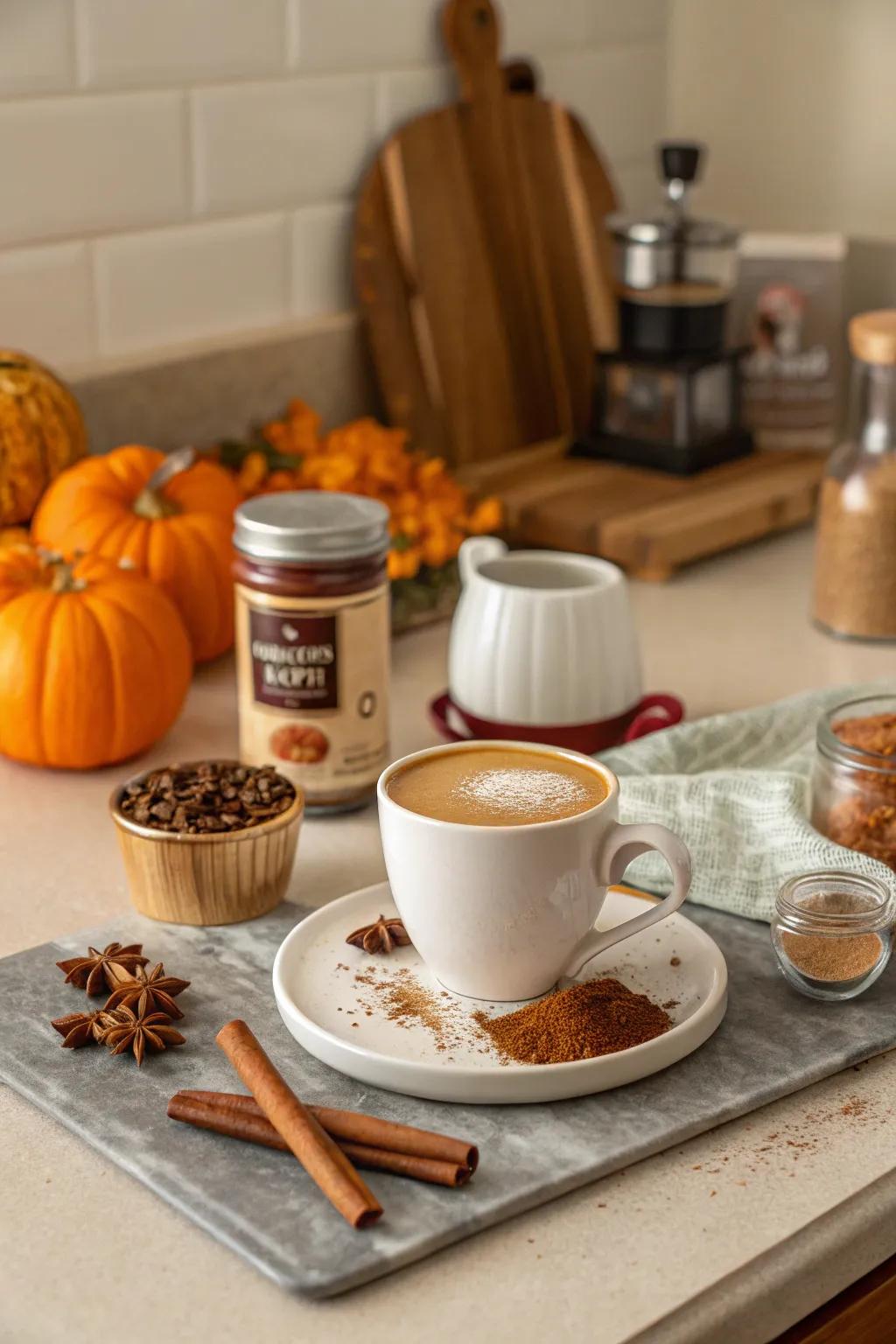 Pumpkin spice latte kit for a homemade seasonal treat.
