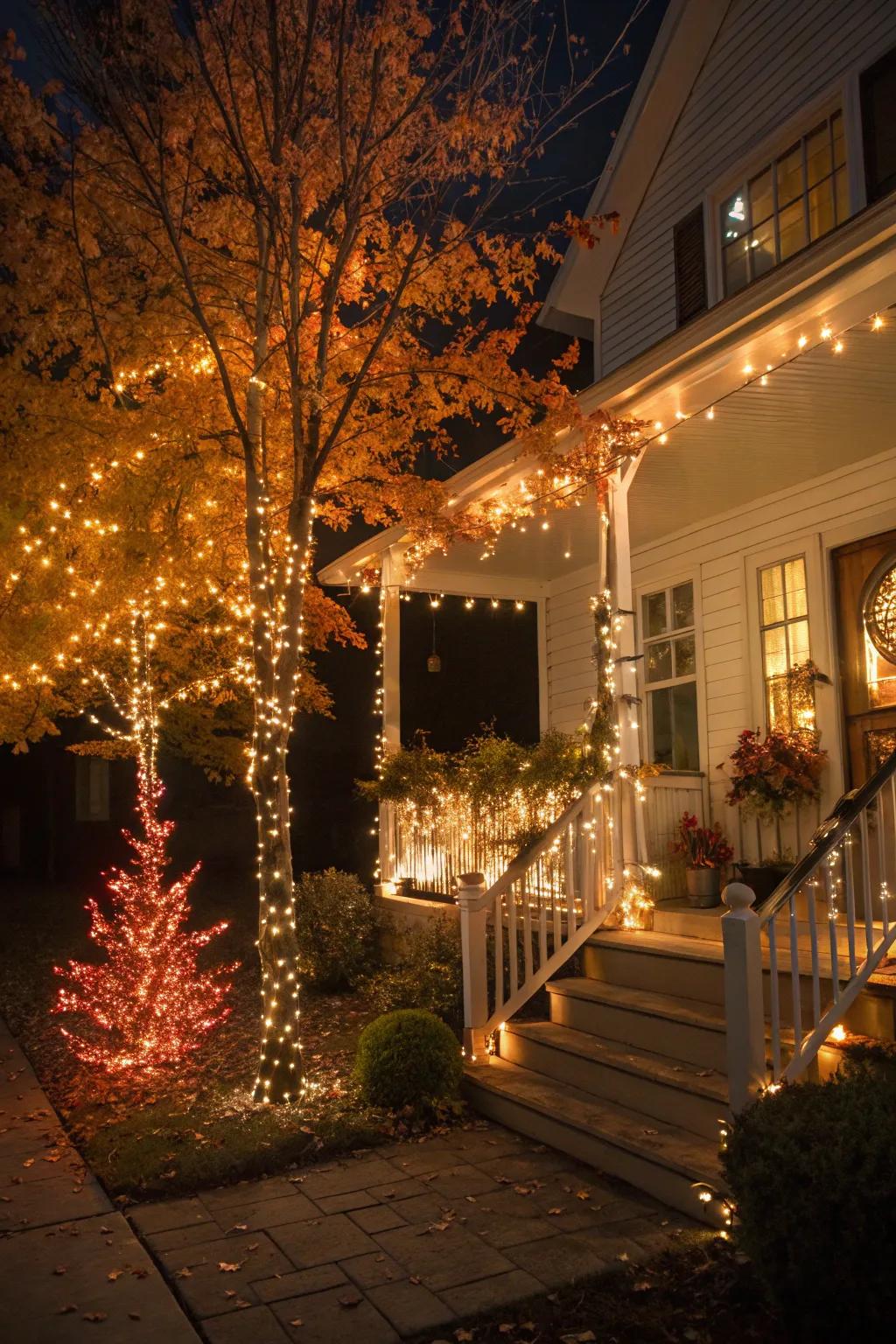 Shimmering saplings append stature and a bewitching radiance to the autumn entryway.
