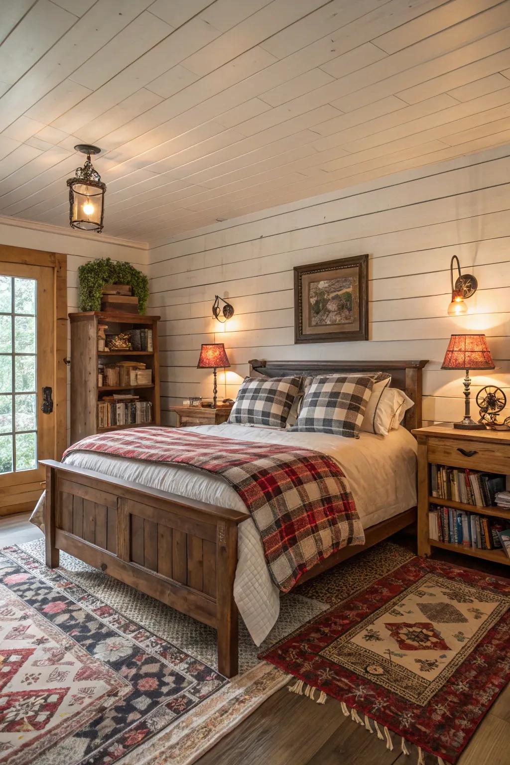 Shiplap paneling infuses classic farmhouse charm.