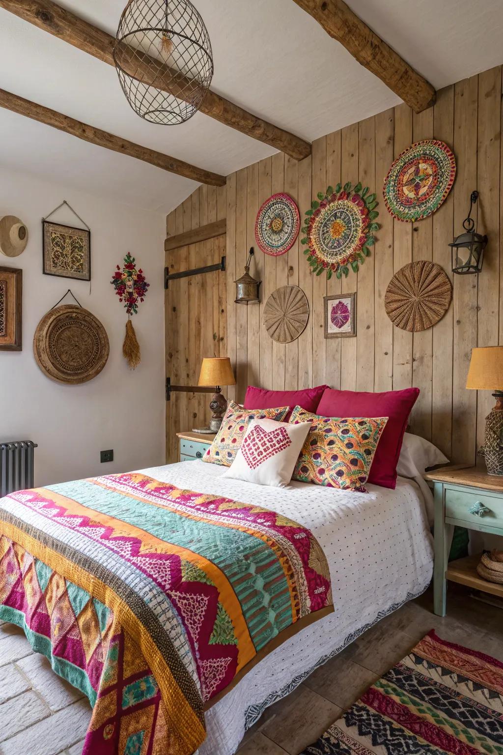 Vibrant accents introduce a lively touch to neutral tones.