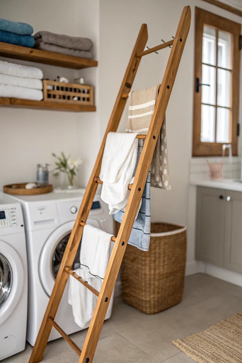 Laundry layout solution using a ladder