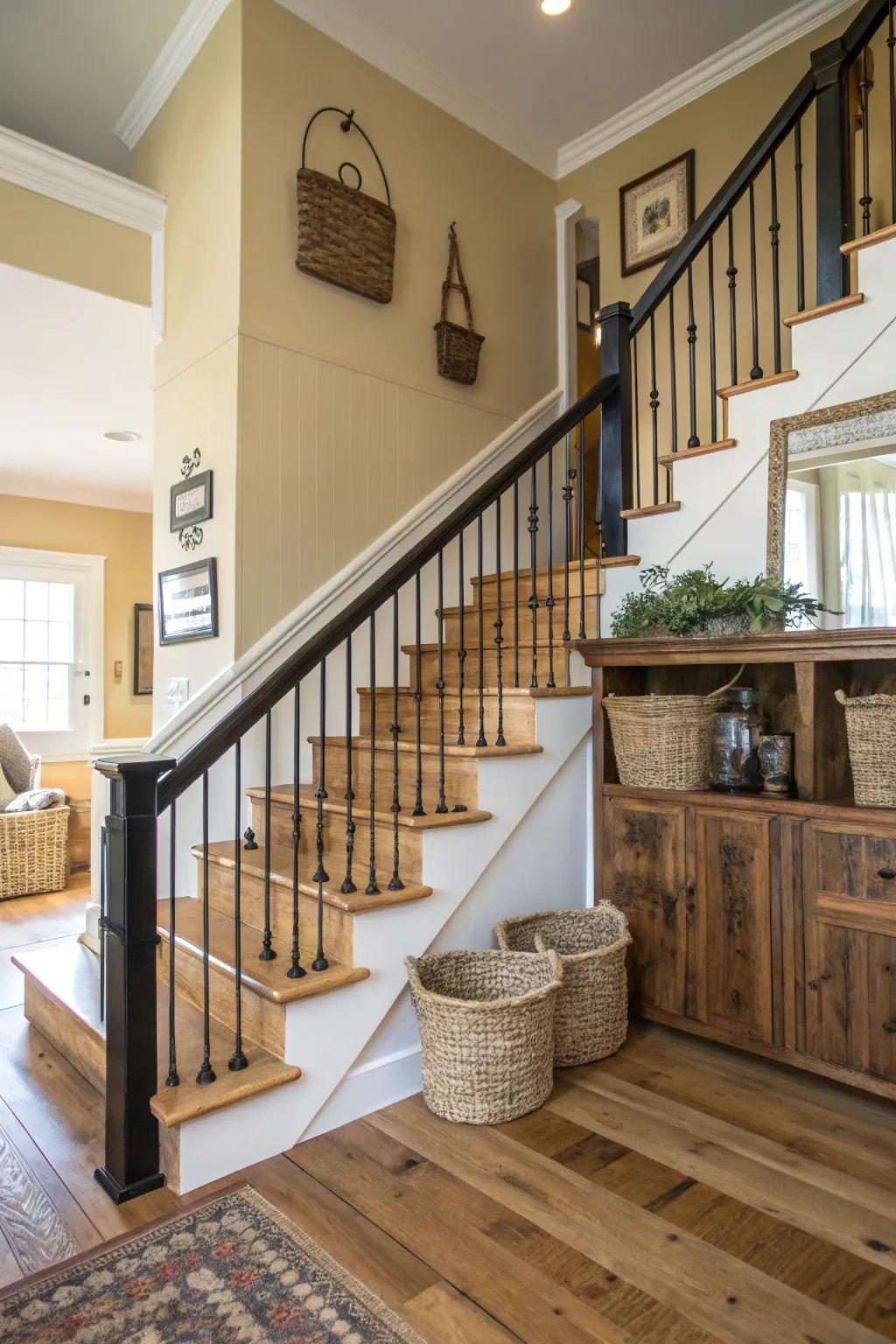 Dark railings make a bold statement.