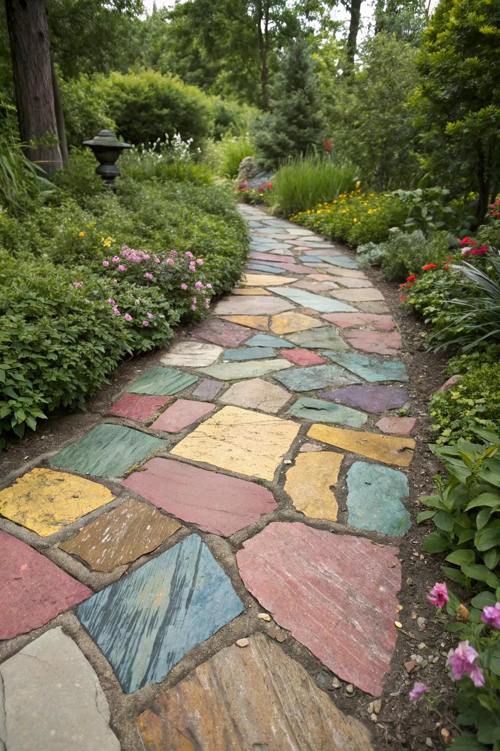 A vibrant mosaic of paving stones injecting energy into the landscape.