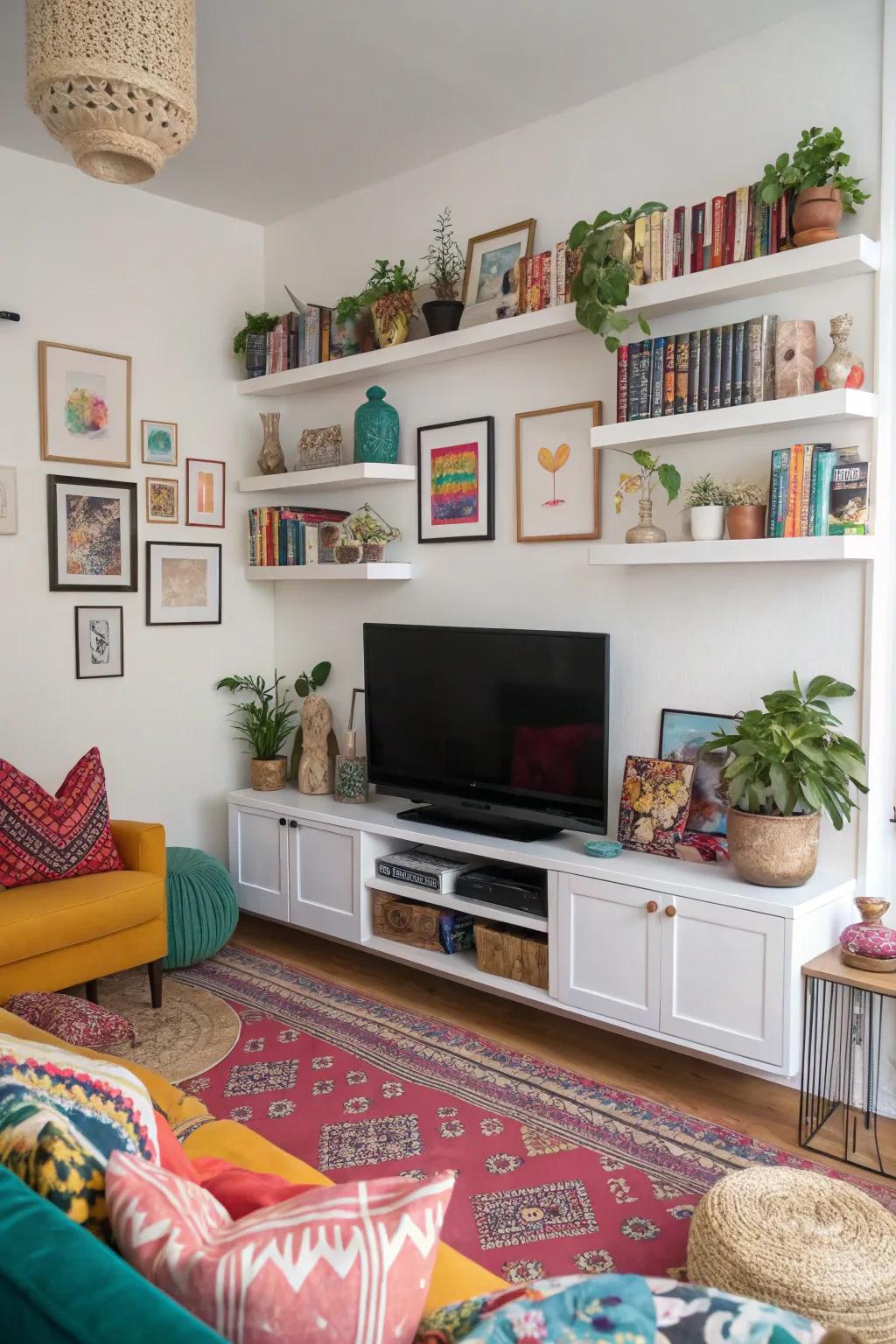 Mix and match design for an eclectic style on your floating racks.