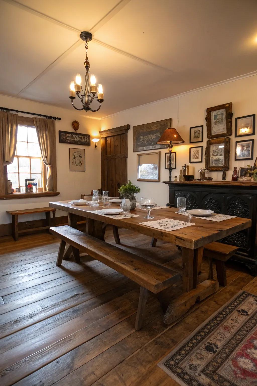 Reclaimed wood floors carry a story and add distinct charm.