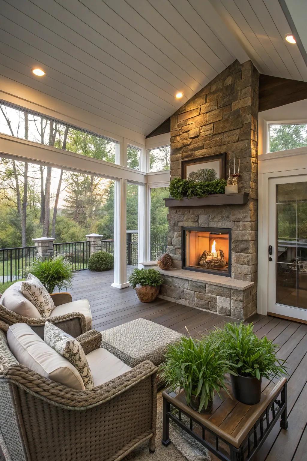 An indoor-outdoor fireplace connecting your spaces.