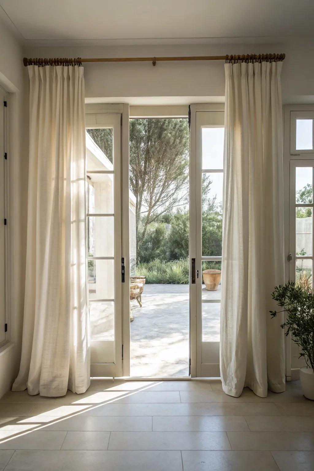 Minimalist curtains create a sleek, contemporary ambiance.