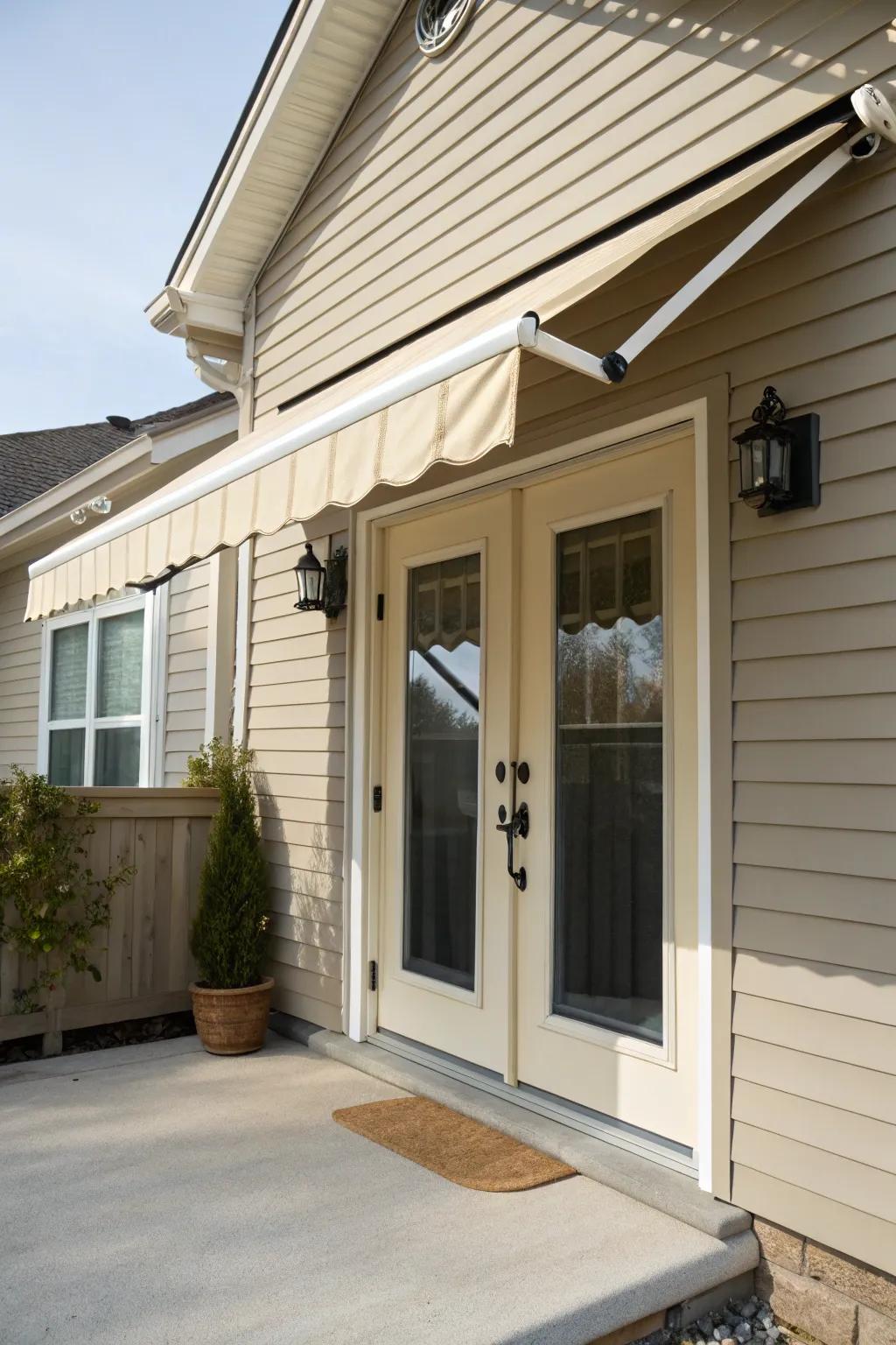 Sliding awnings offer practical flexibility.
