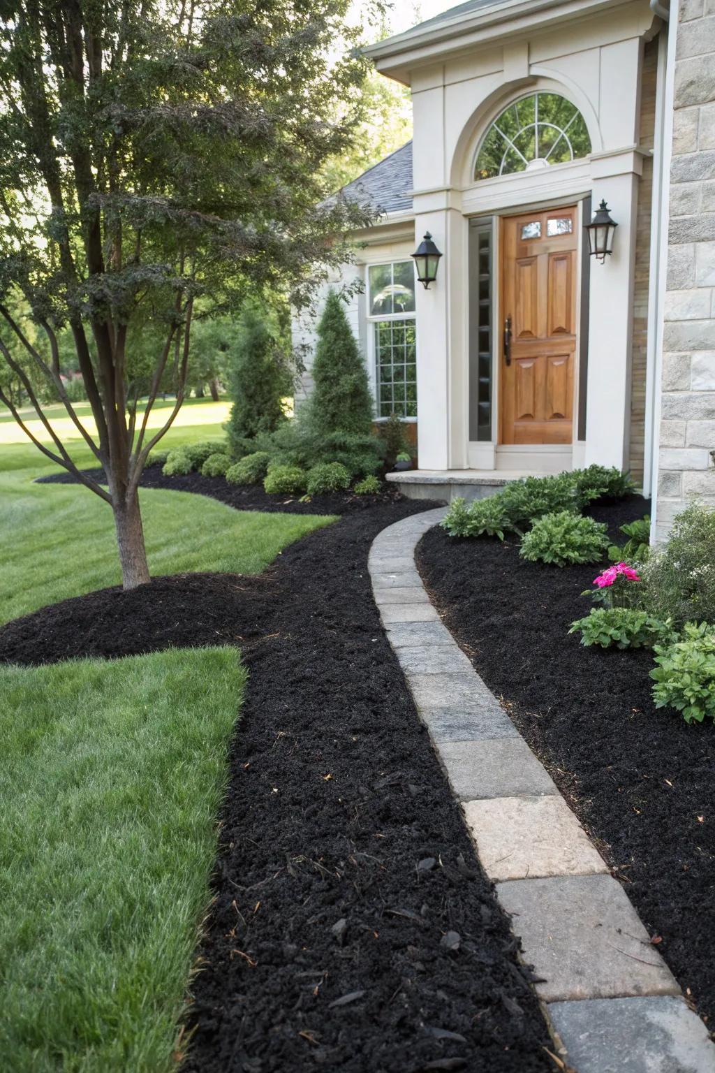 Create a welcoming entrance using a bold ground cover path.