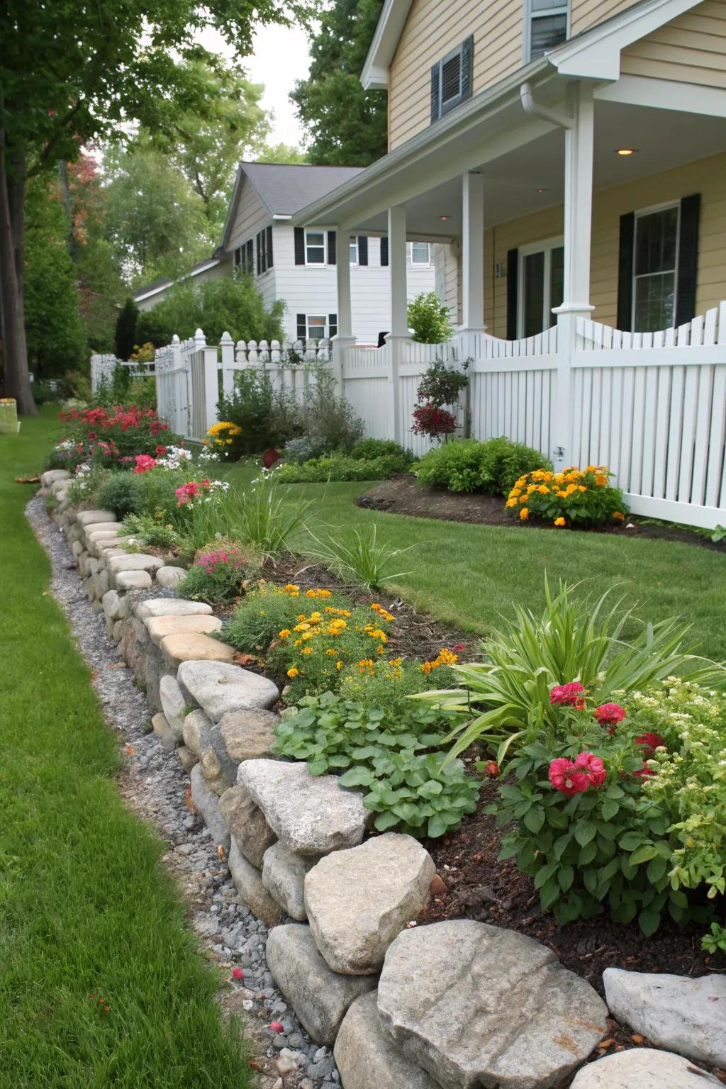 Stone border creates crisp, lasting borders.