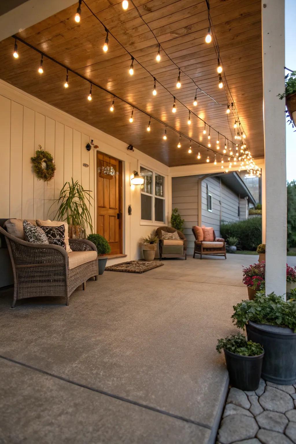 Atmospheric illumination sets a cozy tone.