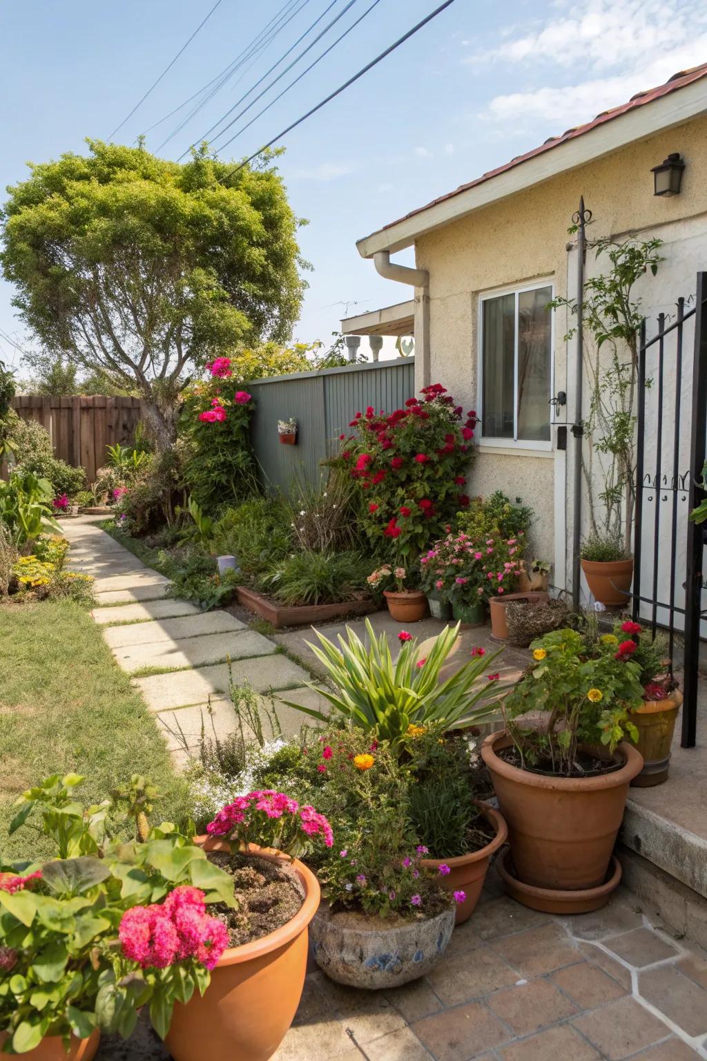 Baskets provide a flexible way to add color and charm to your yard.