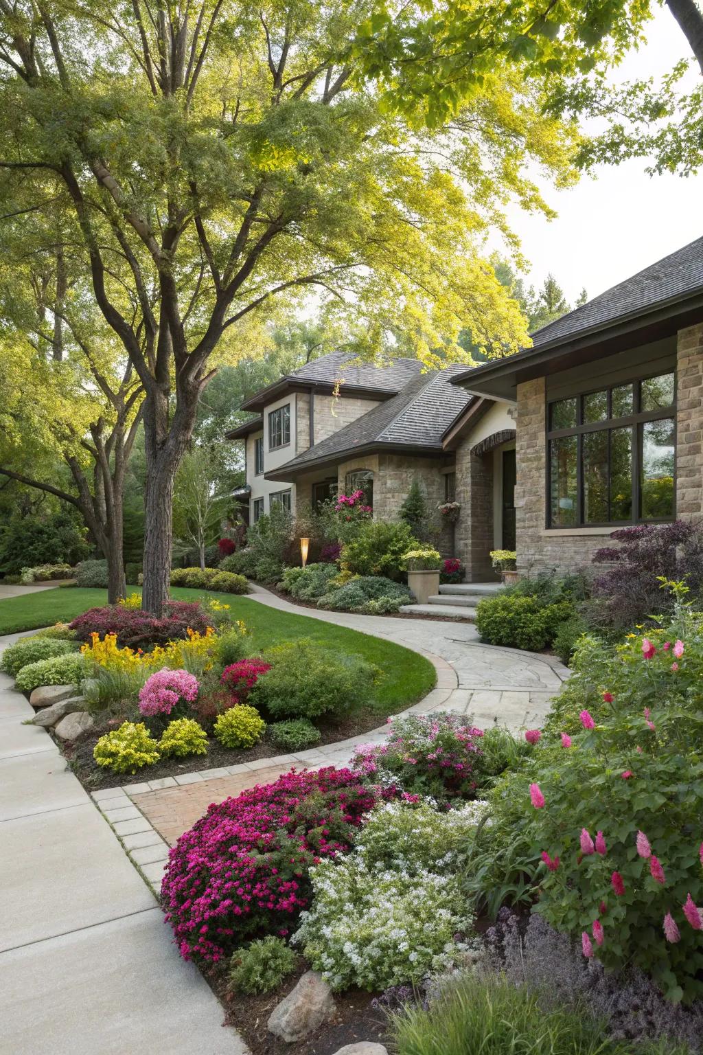 Vibrant scenery enhances contemporary yards with seasonal changes.