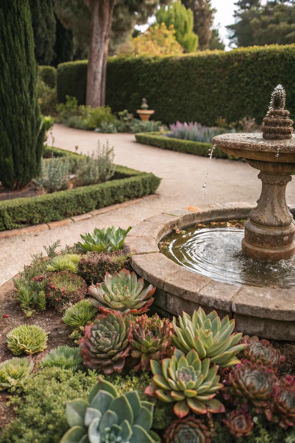 Fountains boost peace and visual interest.