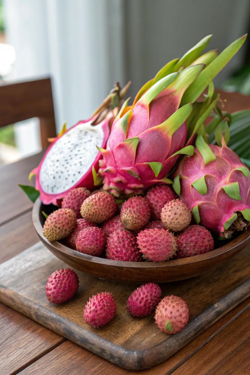 An exotic fruit arrangement that exudes luxury and sophistication.