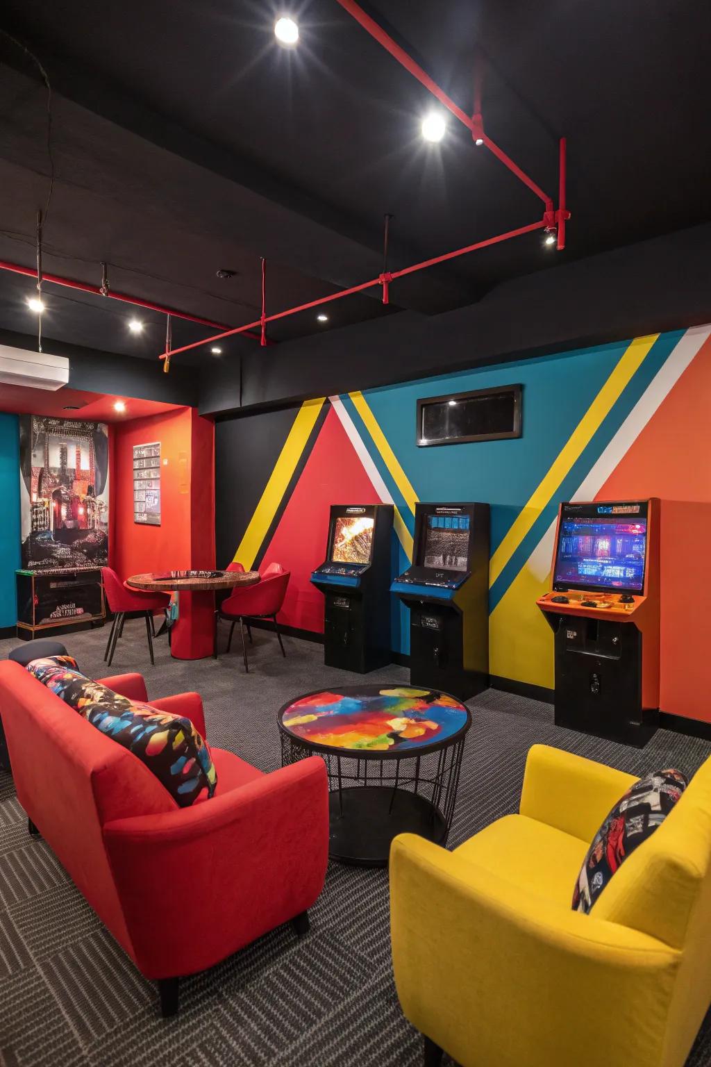 Bold colors make your game room stand out.