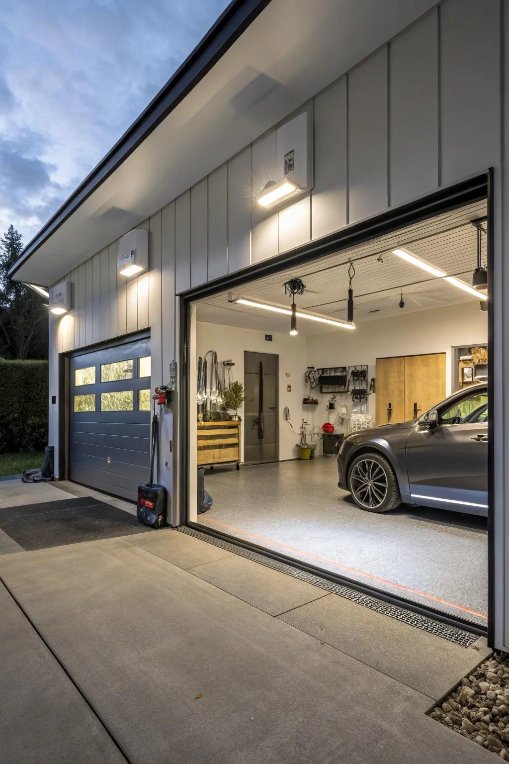 High-tech additions improve convenience and modernity in the garage.