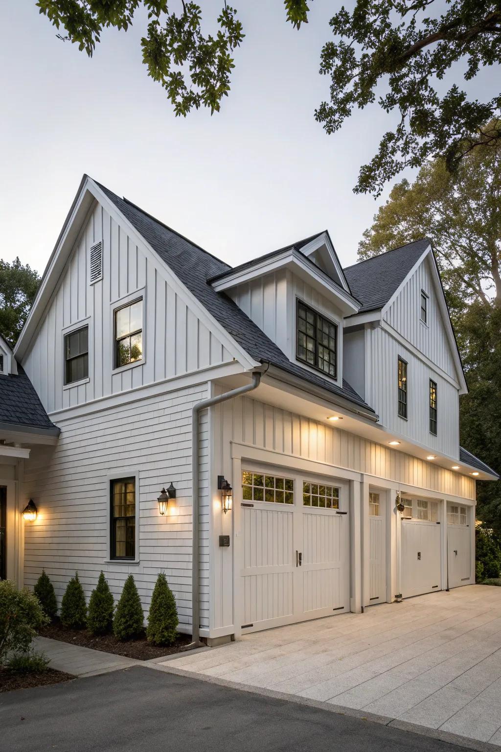 Vertical paneling on dormers adds a revitalizing, contemporary appeal.
