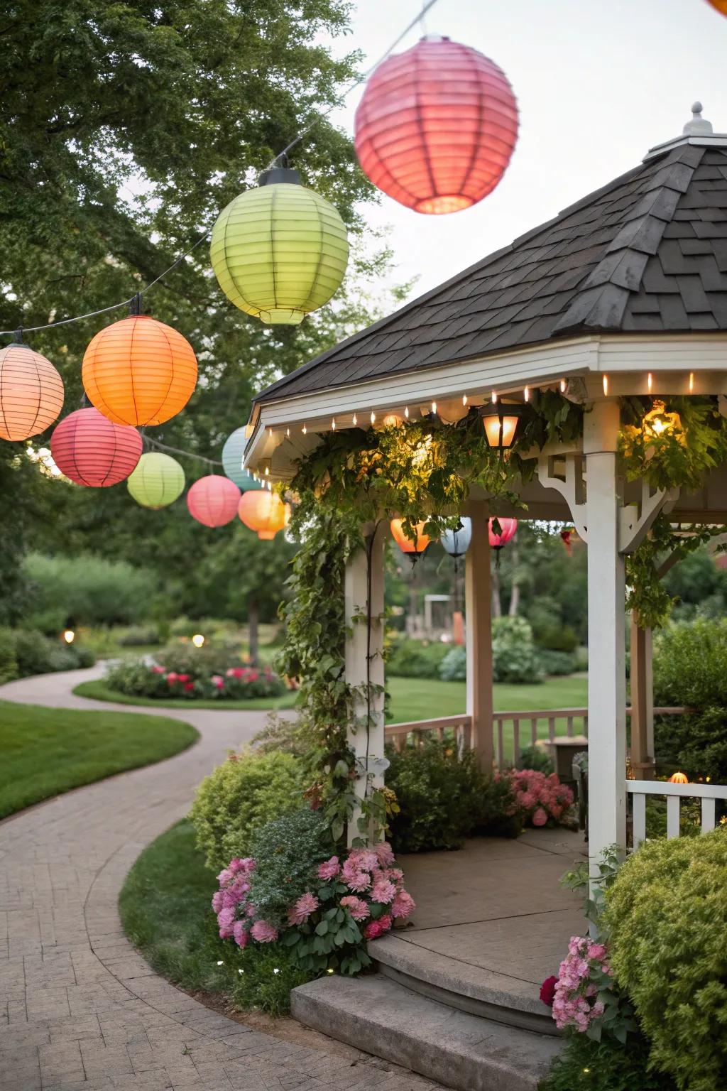 Document lanterns adding a vibrant and celebratory vibe.