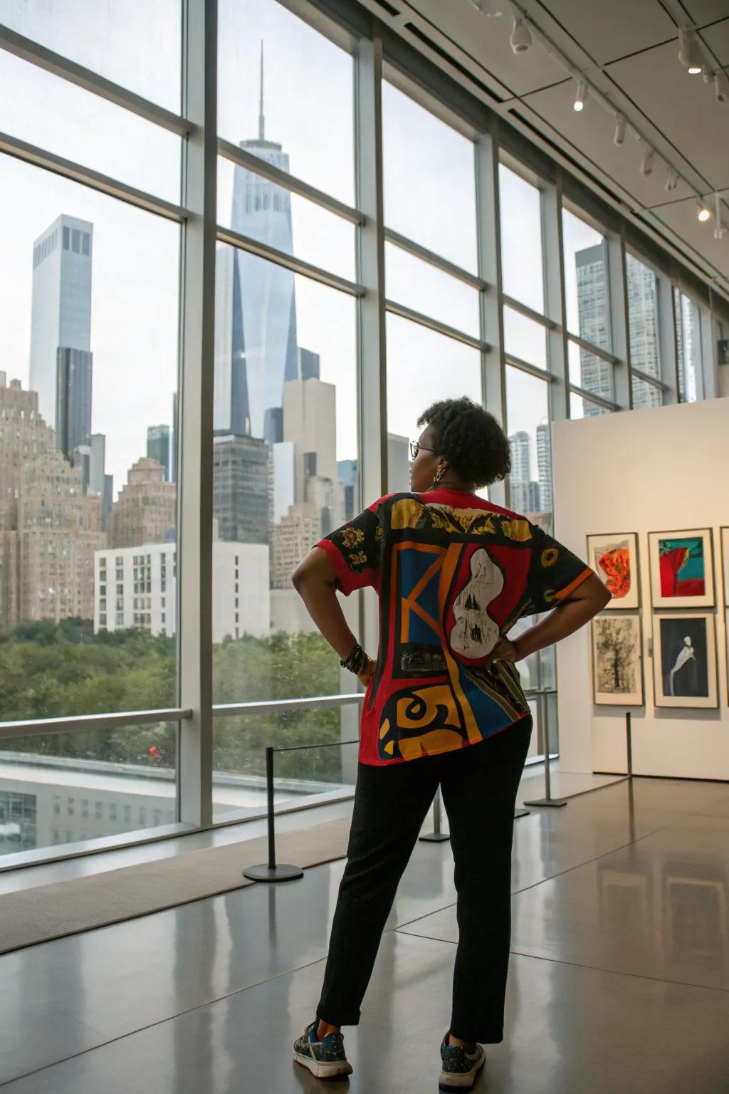 Art-inspired clothing for a fashionable declaration.