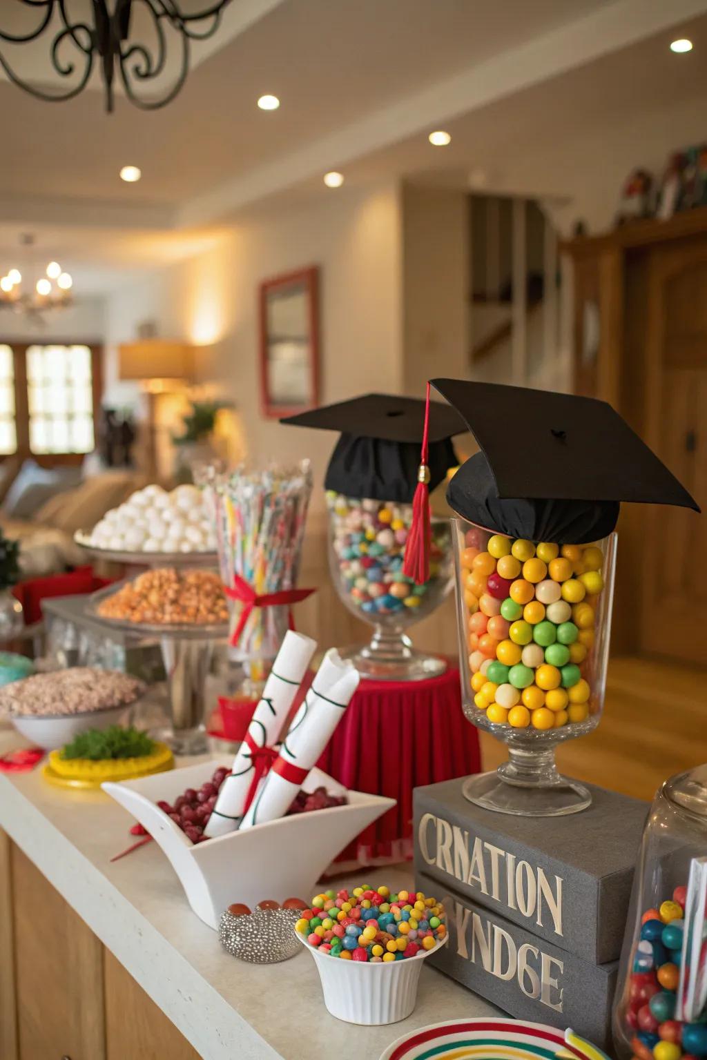 Themed accessories infuse capriciousness and mirth into your graduation commemoration.