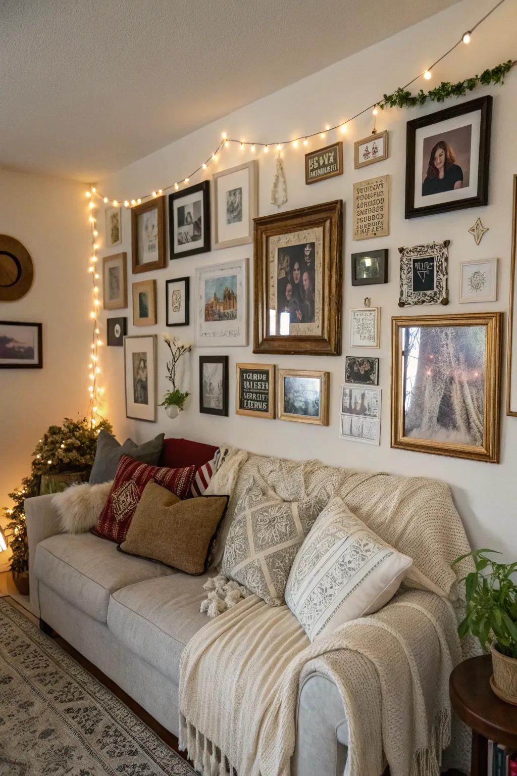 Mixing frame styles makes a fun and eye-catching display.