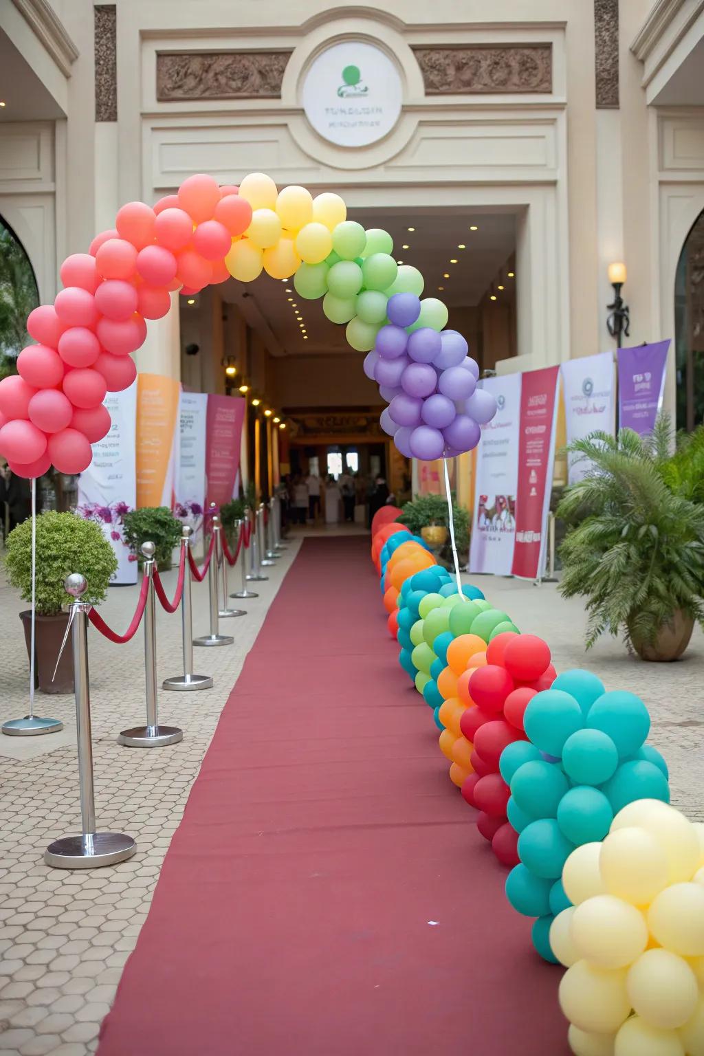 A balloon pathway guides guests to the opening celebration.