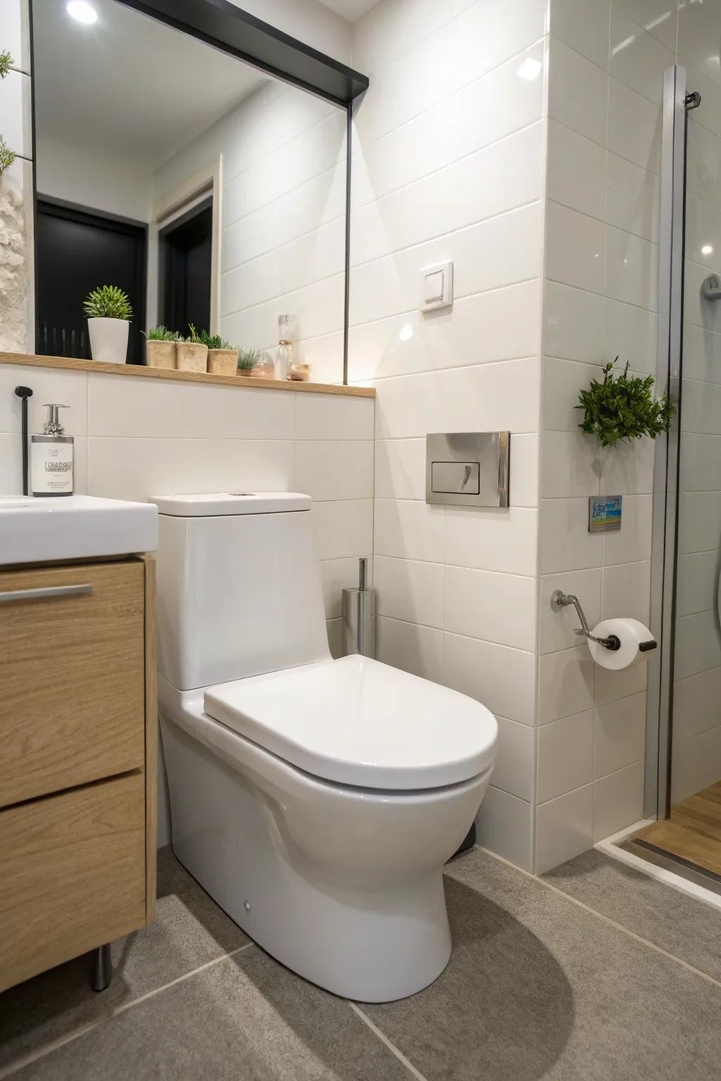 Water-saving commodes contribute to sustainability and savings.