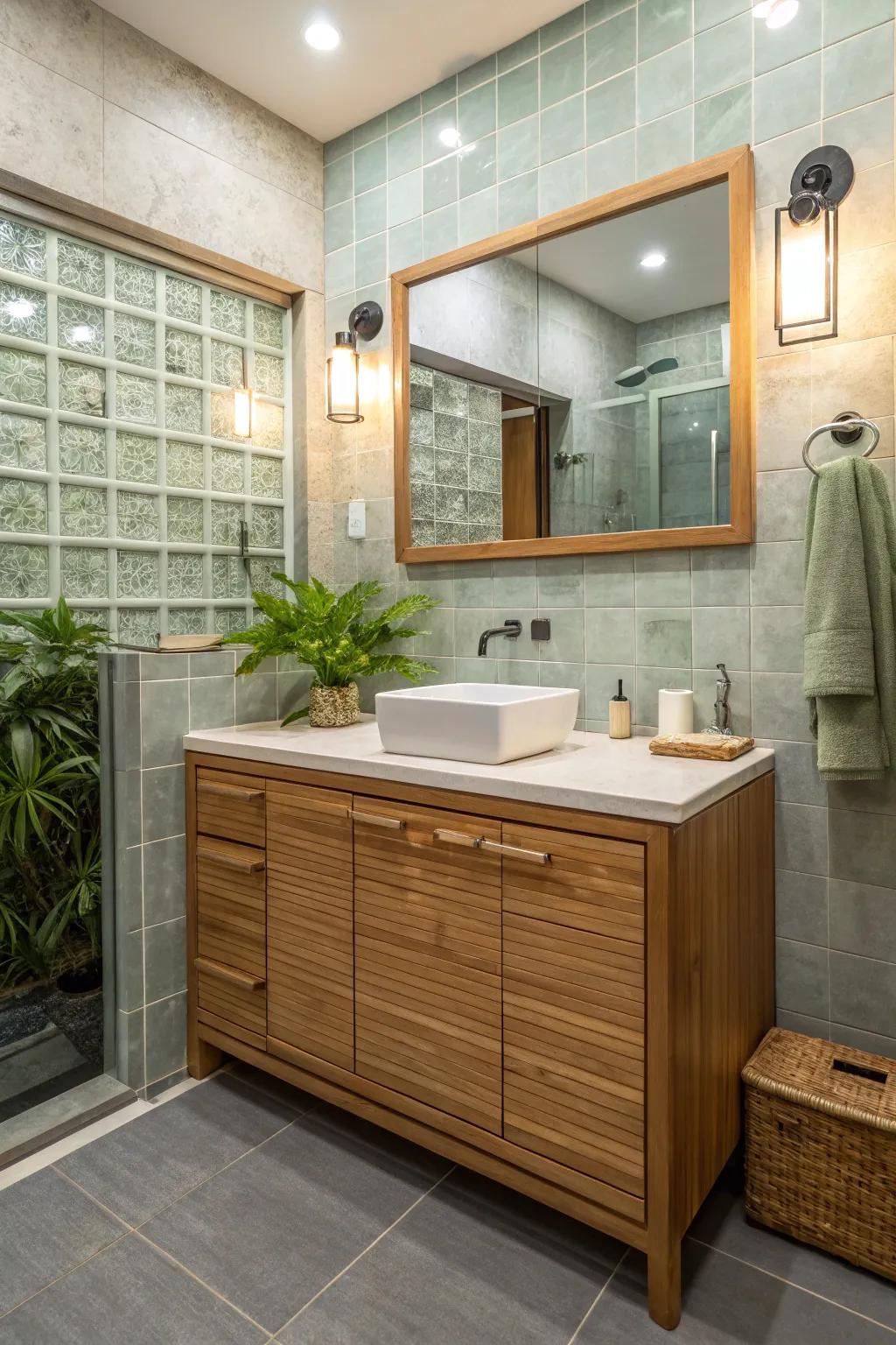 Eco-friendly materials make this bathroom stylish and sustainable.